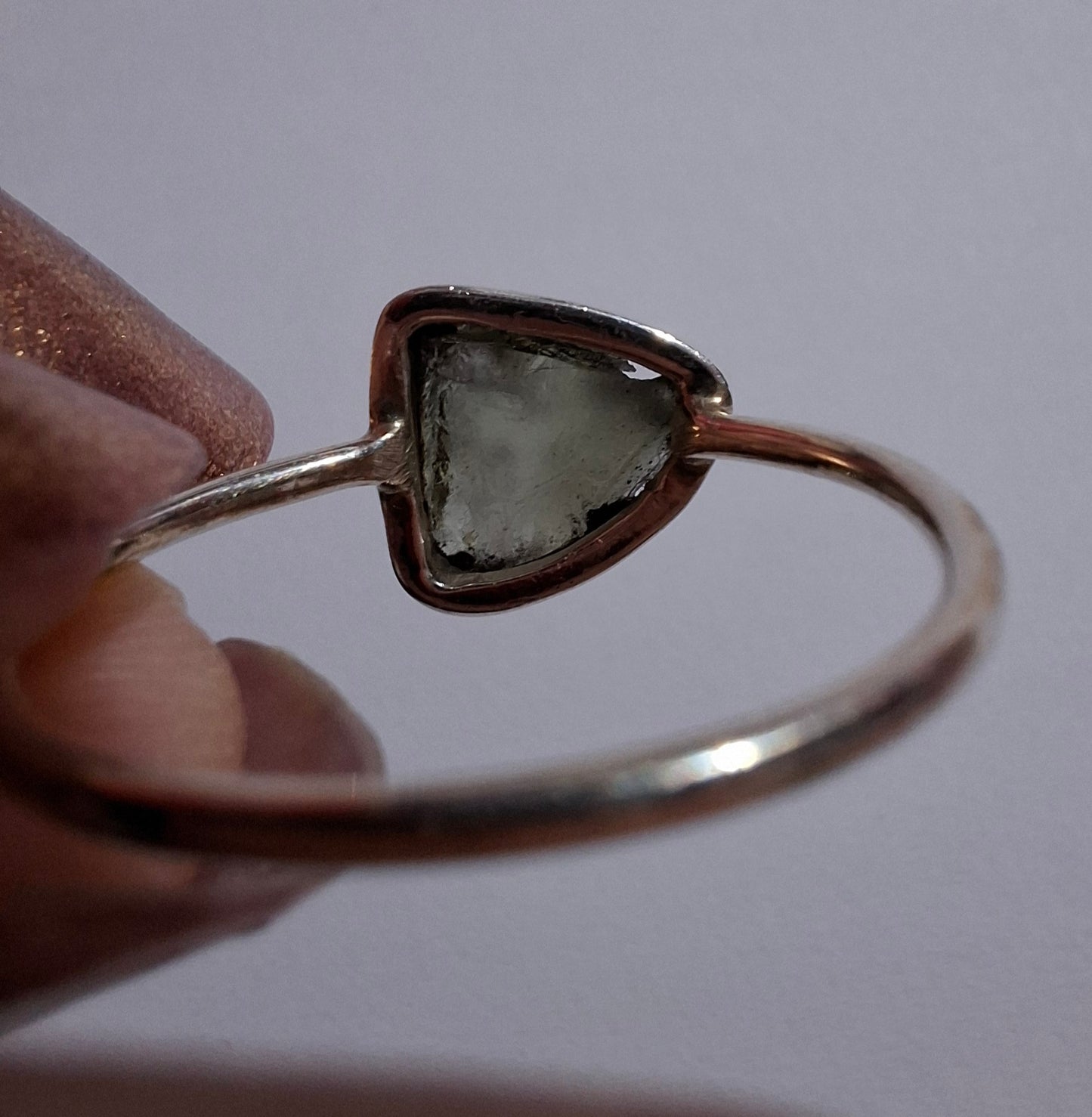 Moldavite Ring, size large T, 925 Silver, Tektite (Ref: R28)
