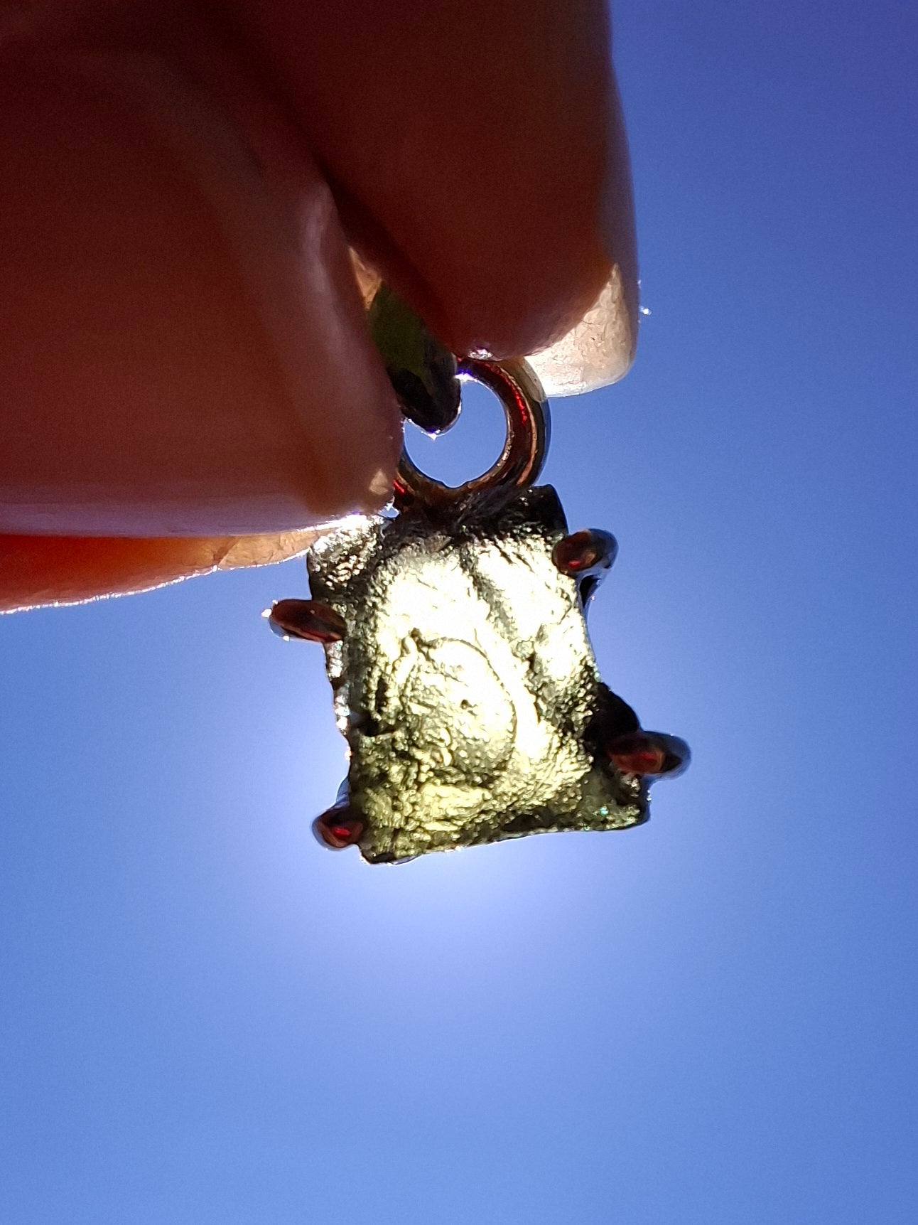 Moldavite Claw Pendant, 925 Silver, Tektite (Ref: P20)