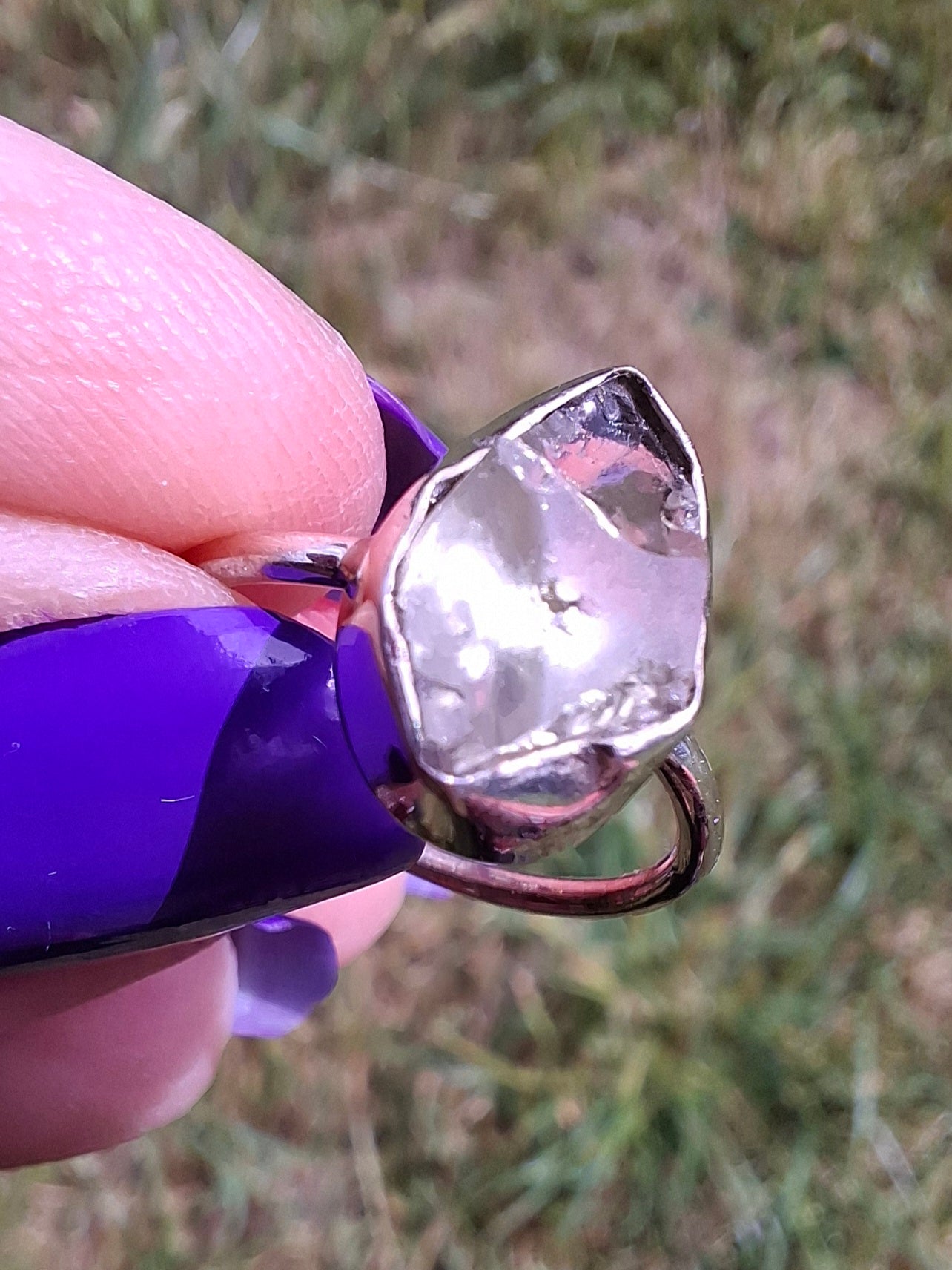 Libyan Desert Glass Ring, size J, 925 Silver, Tektite (Ref: LR6)