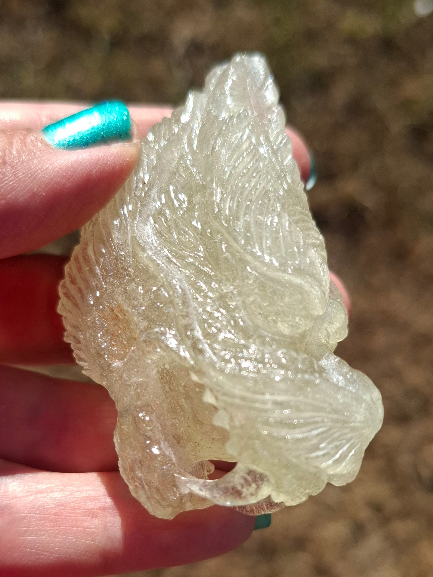 Libyan Desert Glass DRAGON HEAD Carving, 75.84g, Tektite (Ref: Dragon1)