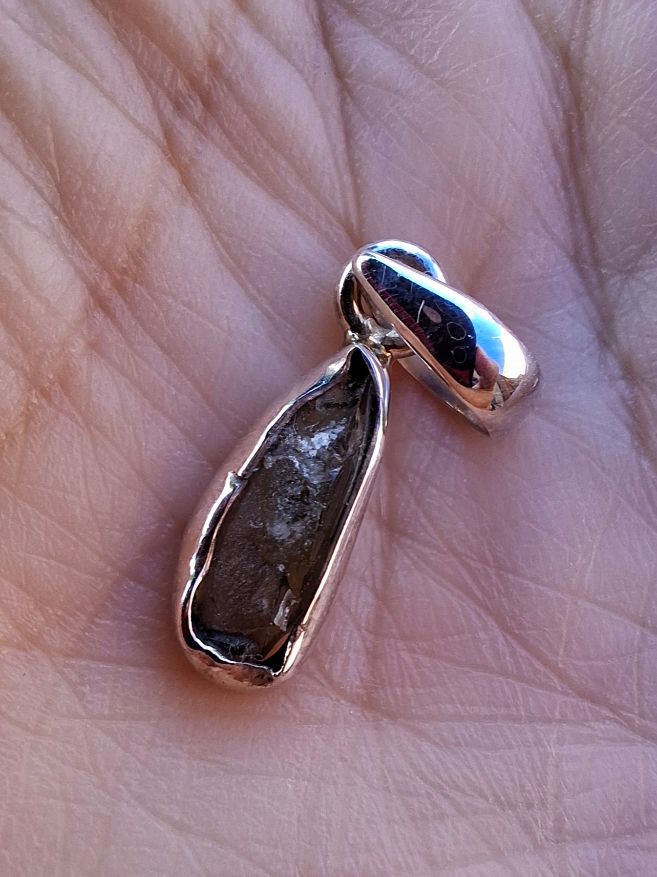 Moldavite Pendant, 925 Silver, Tektite (Ref: P95)