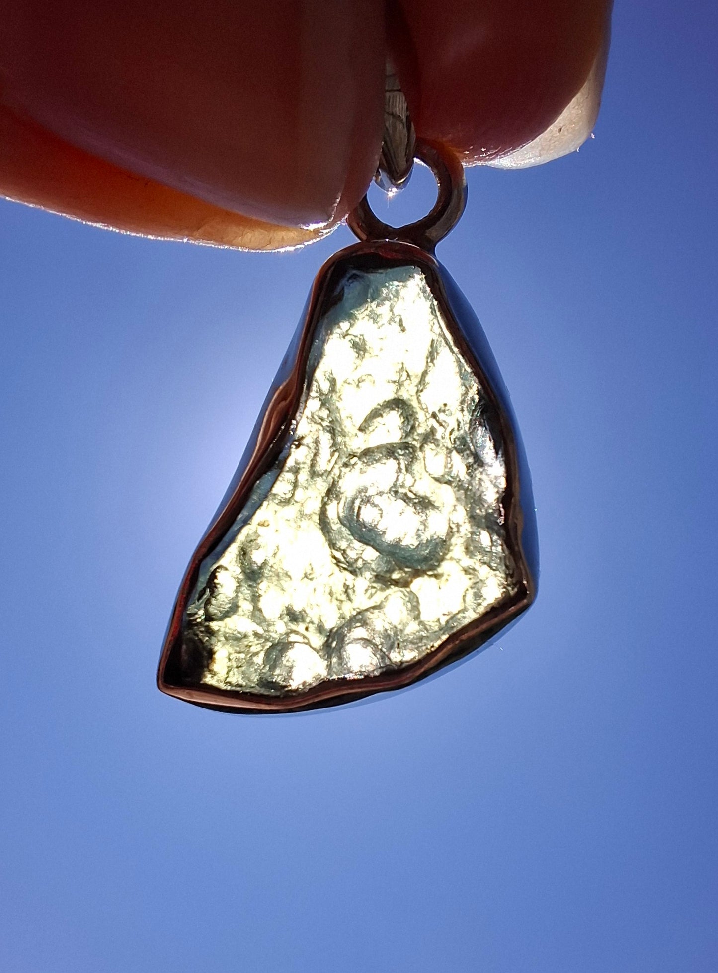 Moldavite Pendant, 925 Silver, Tektite (Ref: P14)