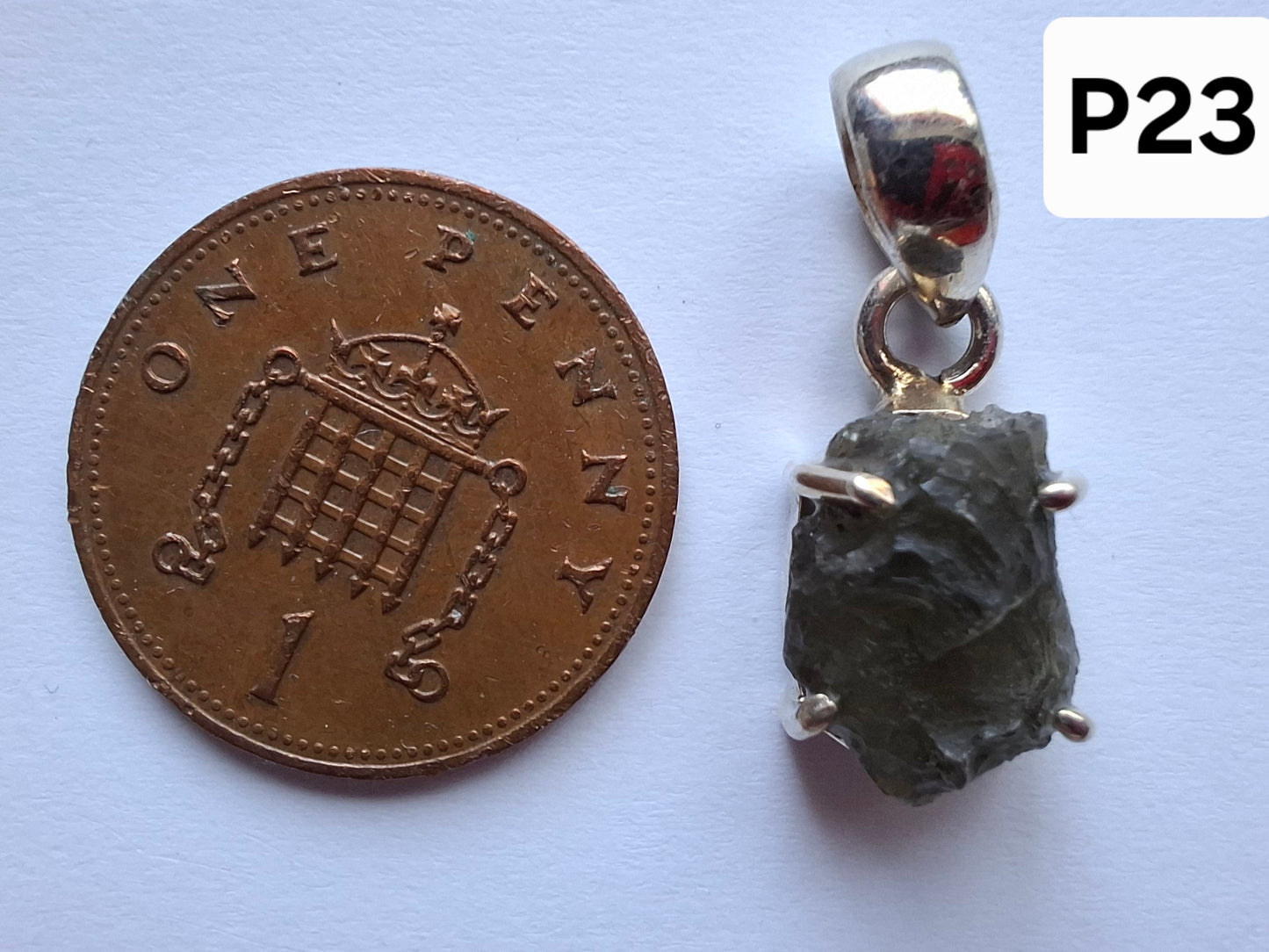 Moldavite Claw Pendant, 925 Silver, Tektite (Ref: P23)