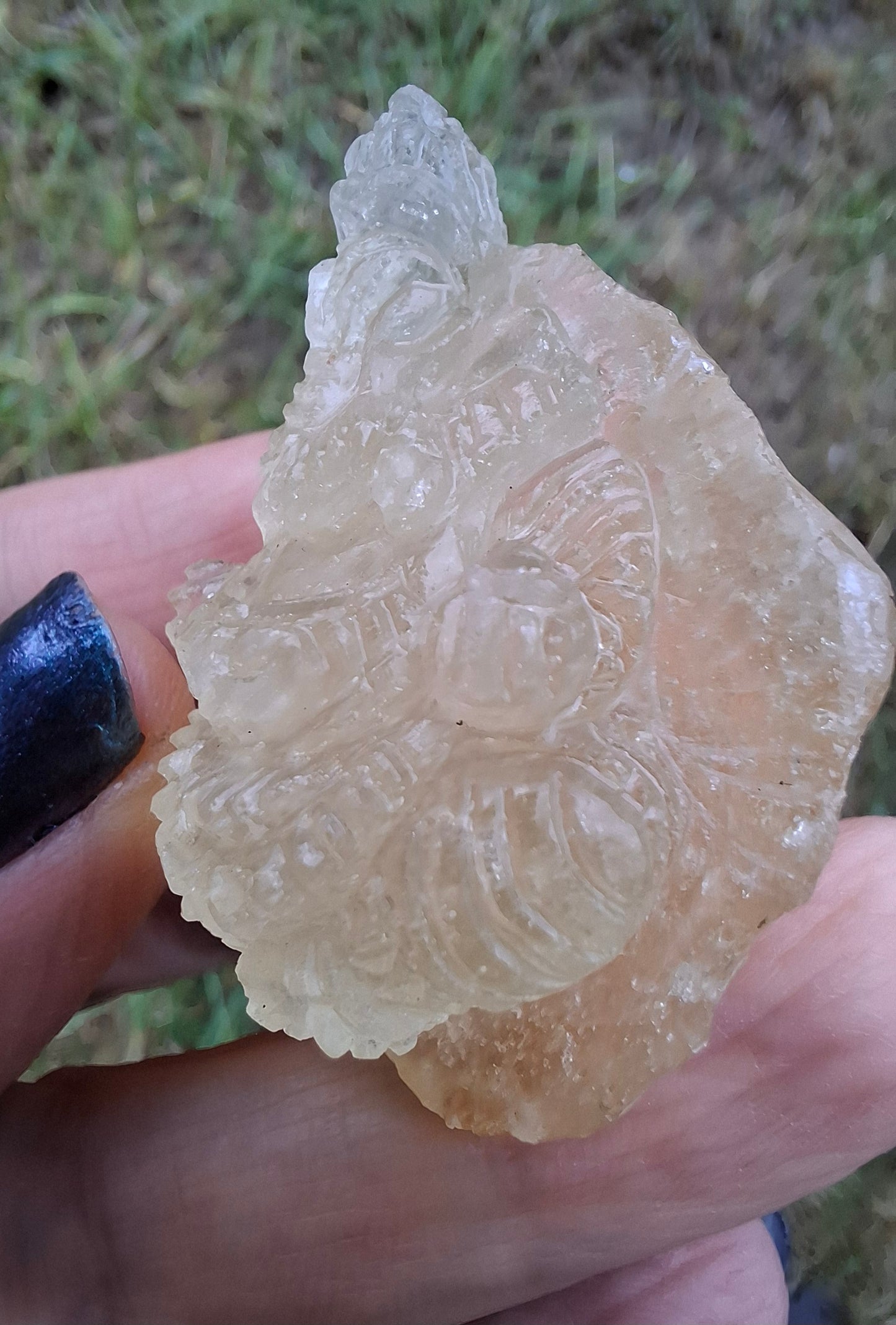 Libyan Desert Glass GANESHA carving, 20.76g, Tektite (Ref: Ganesha4)