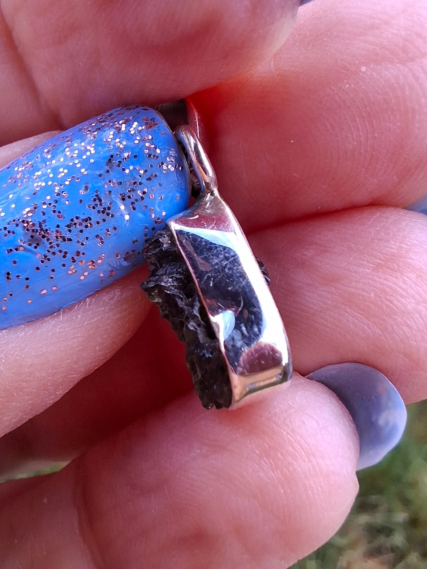 Moldavite Pendant, 925 Silver, Tektite (Ref: P64)