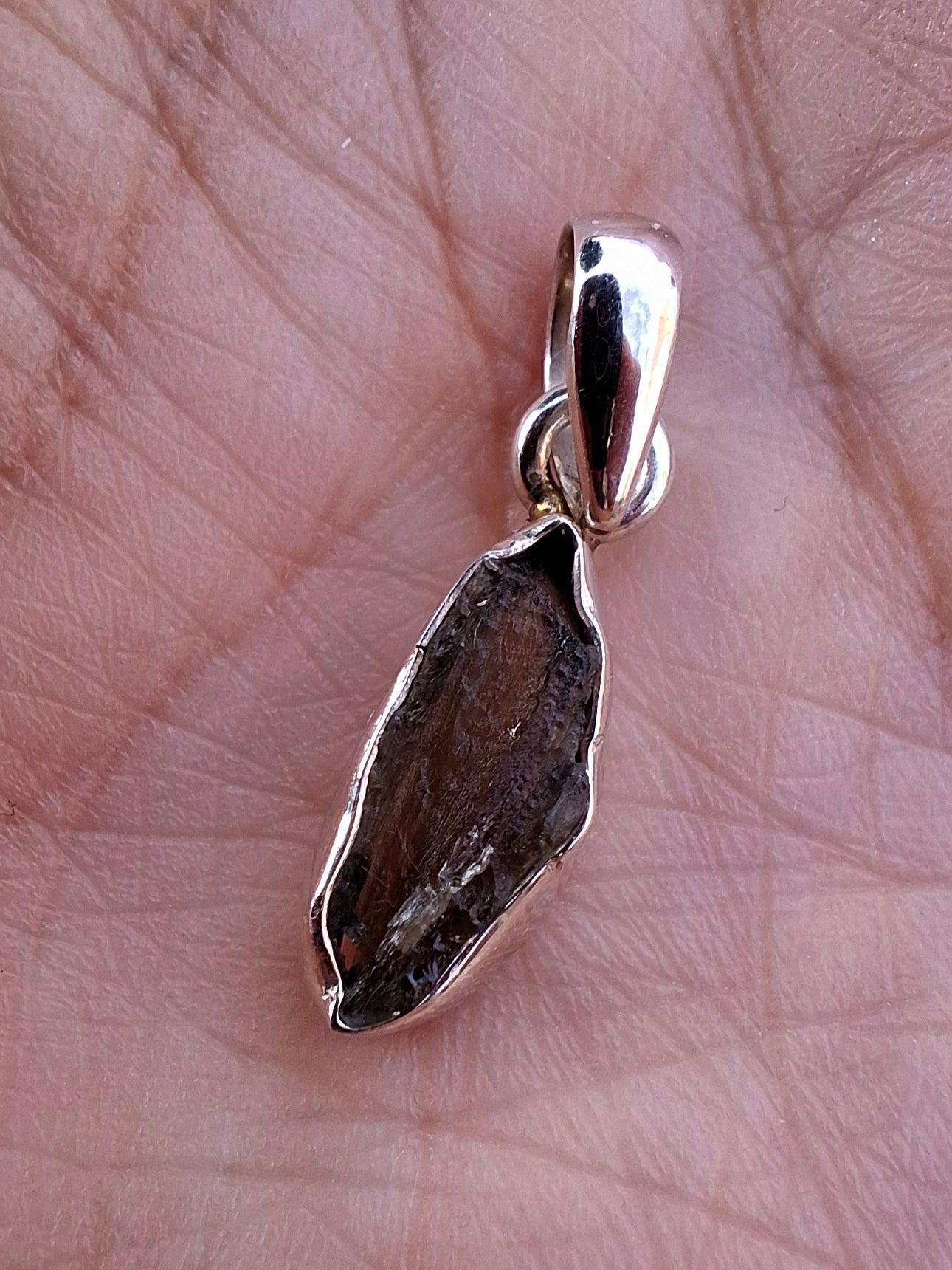 Moldavite Pendant, 925 Silver, Tektite (Ref: P43)