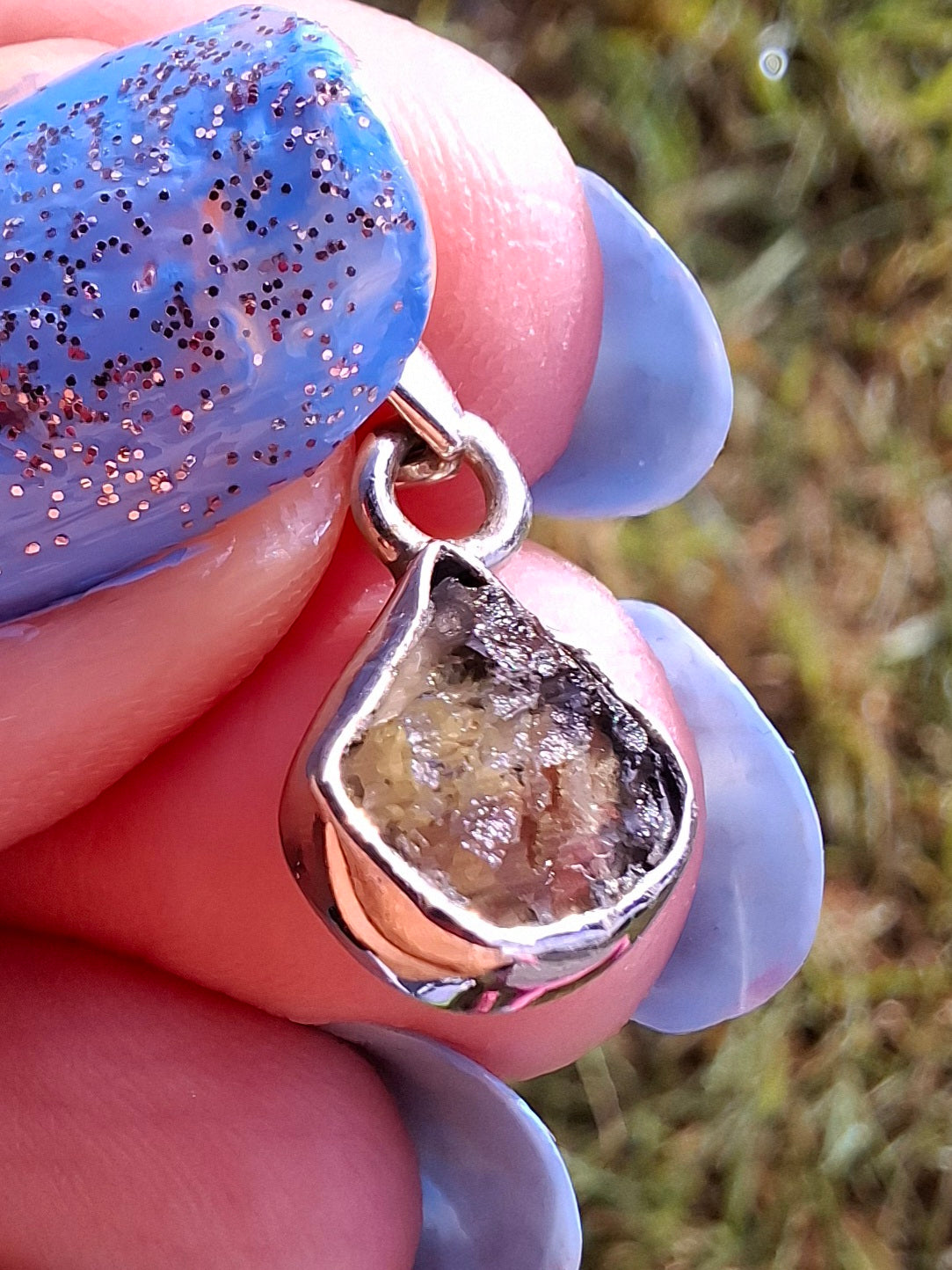 Moldavite Pendant, 925 Silver, Tektite (Ref: P63)