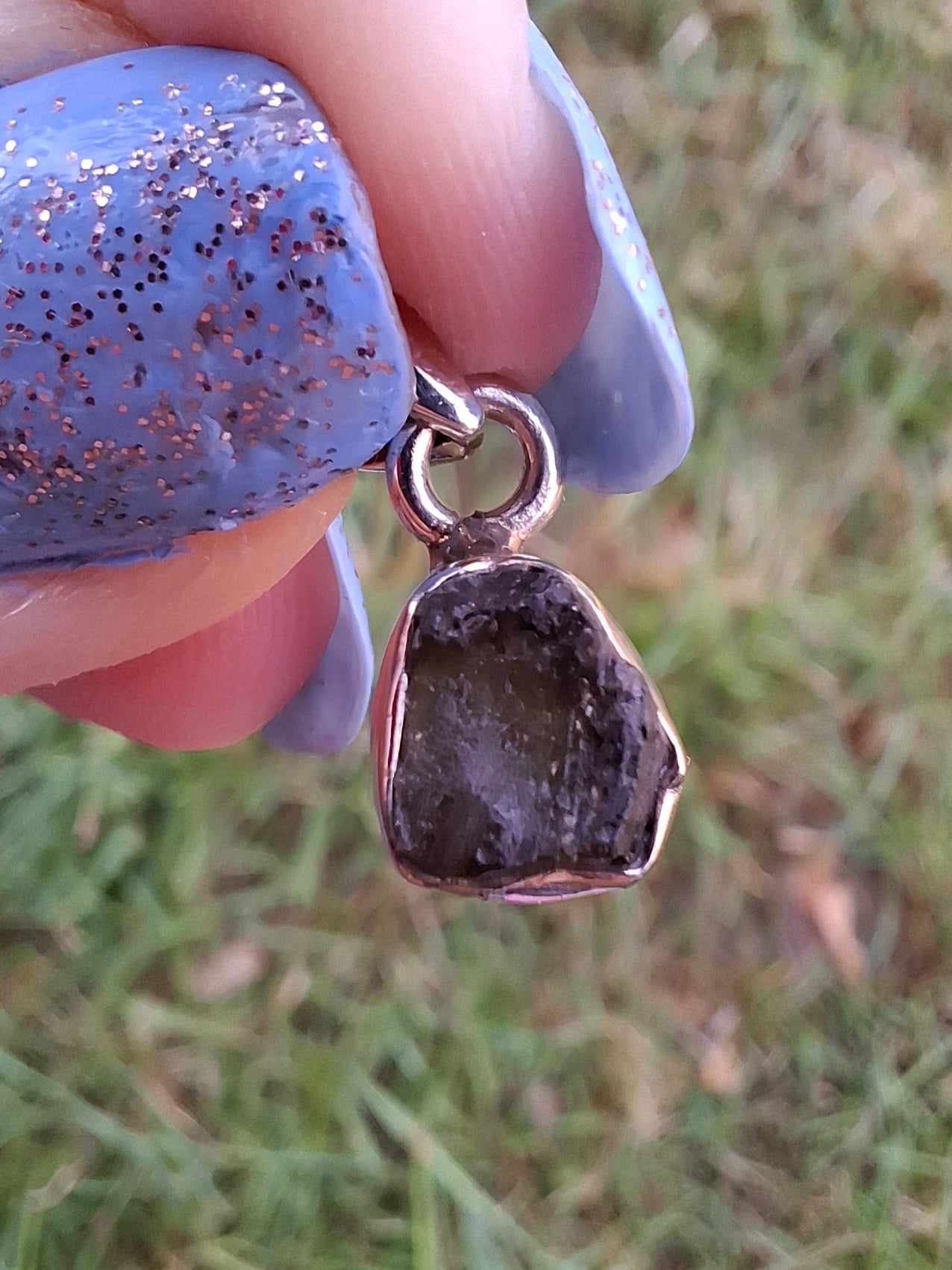 Moldavite Pendant, 925 Silver, Tektite (Ref: P56)
