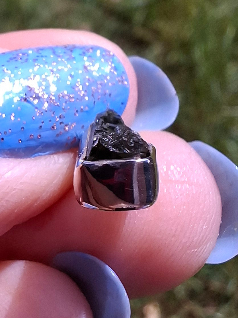 Moldavite Pendant, 925 Silver, Tektite (Ref: P77)