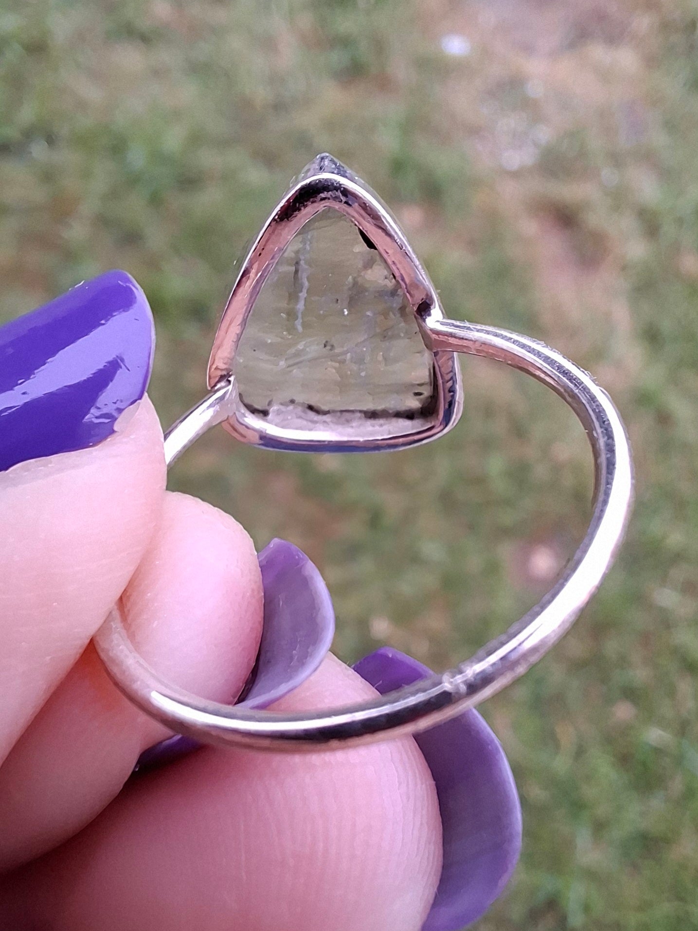 Libyan Desert Glass Ring, size large Q, 925 Silver, Tektite (Ref: LR35)