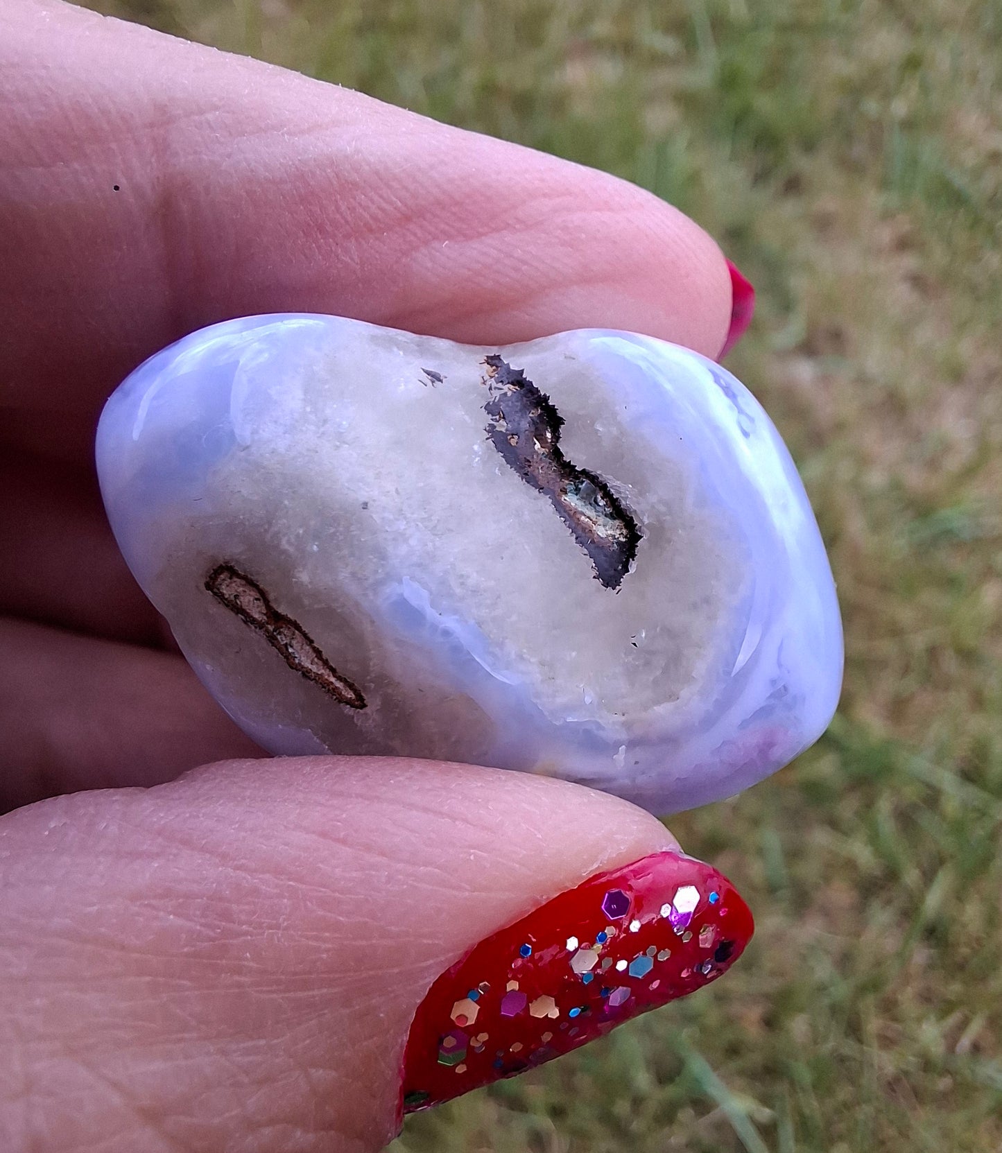 Blue Lace Agate, Tumble Stone, Crystal (Ref: T141)