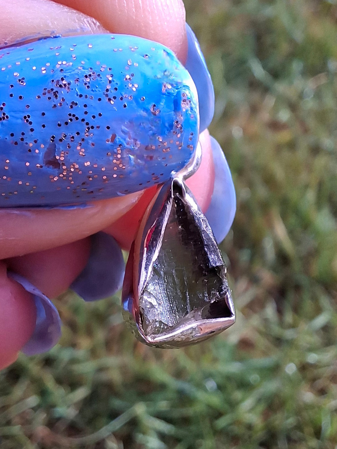 Moldavite Pendant, 925 Silver, Tektite (Ref: P30)