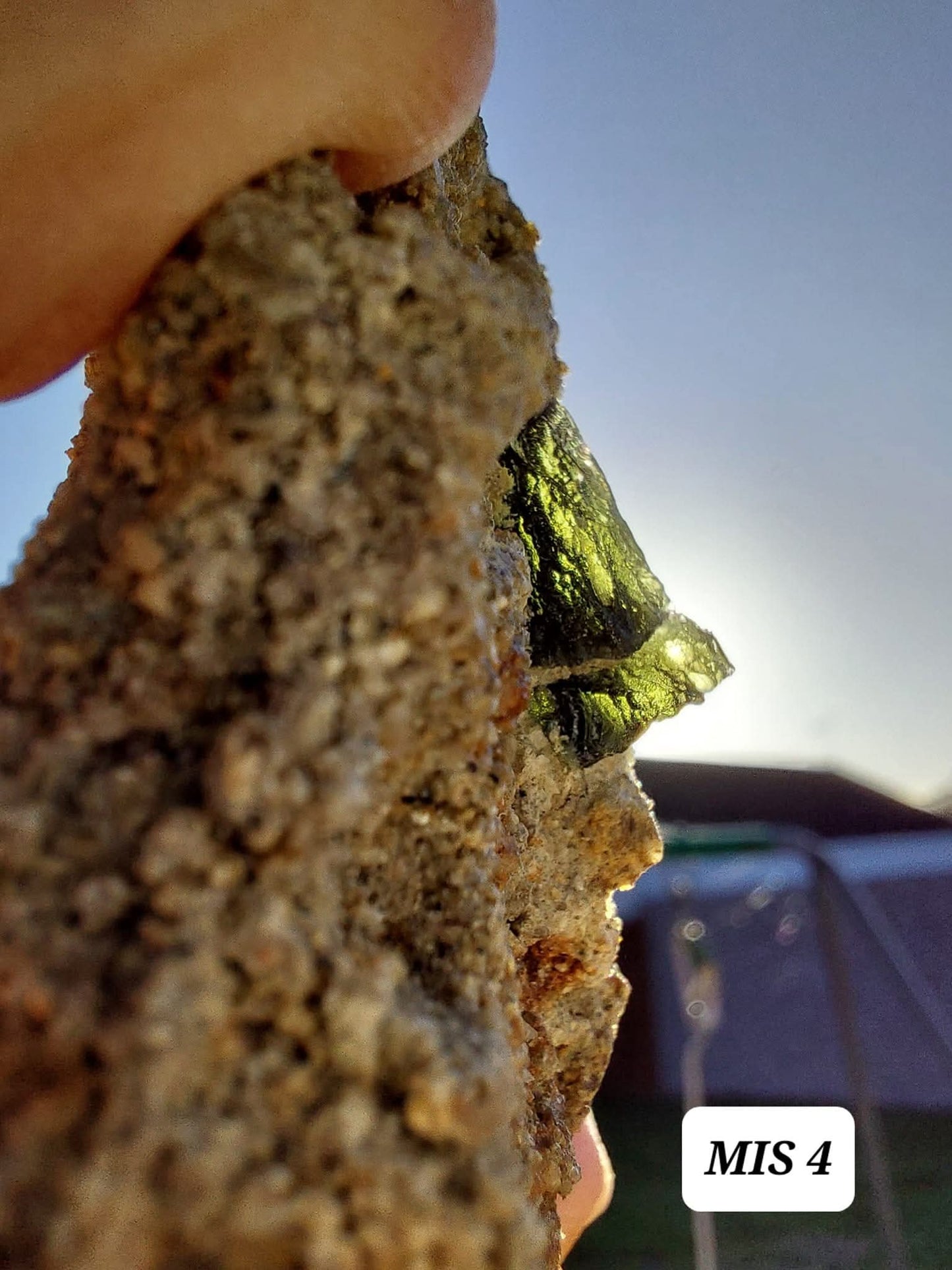 Moldavite In-Situ (in matrix), Besednice, Est- 2g, Tektite (Ref: MIS4)