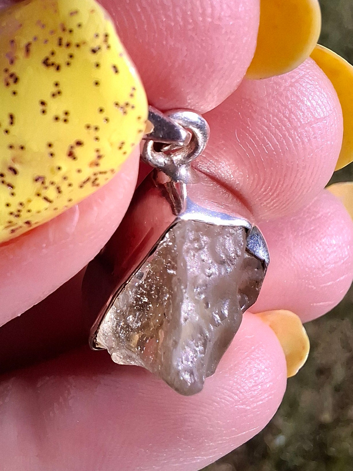 Libyan Desert Glass Pendant, 925 Silver, Tektite (LP103)