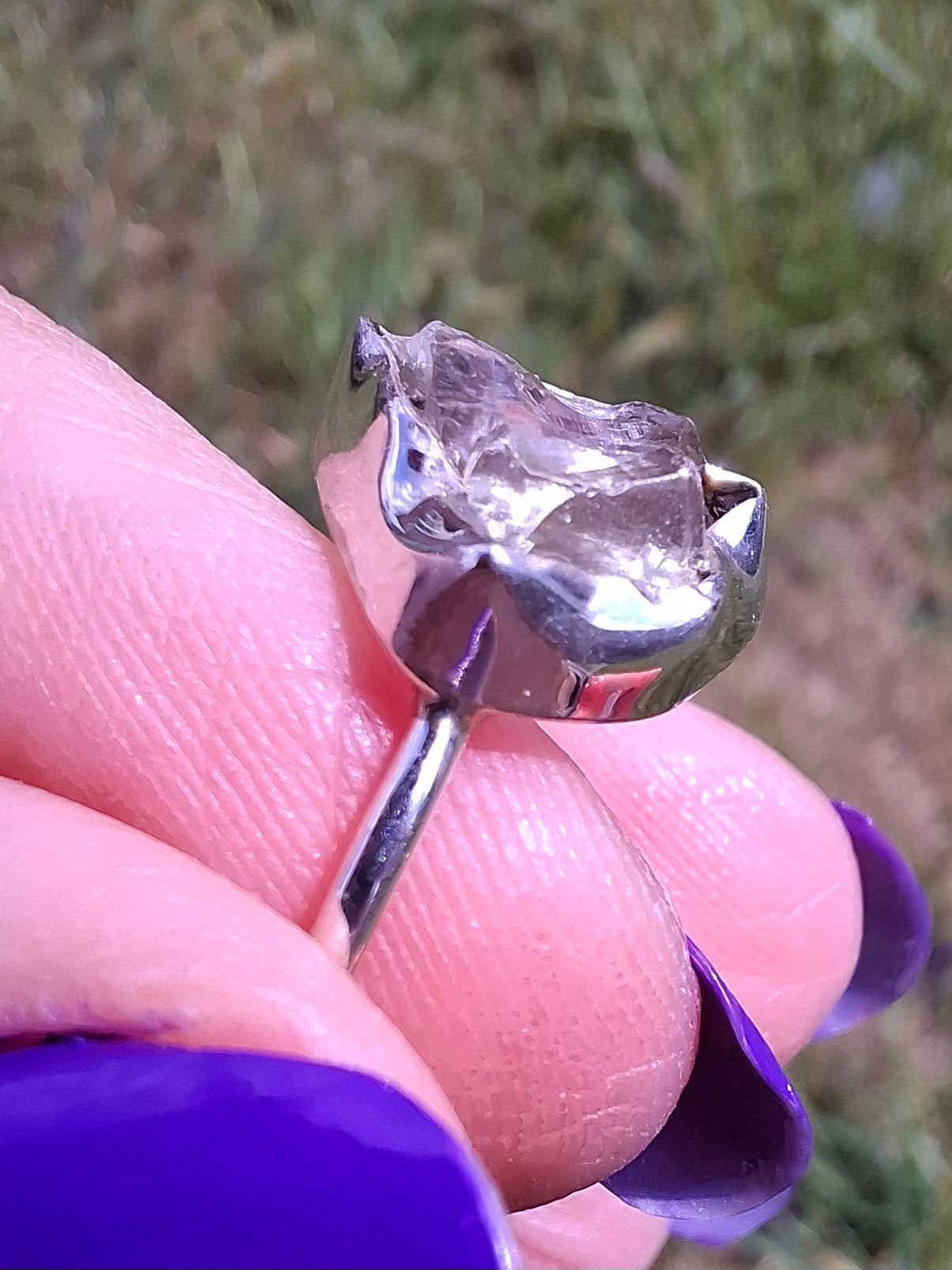 Libyan Desert Glass Ring, size large O, 925 Silver, Tektite (Ref: LR24)