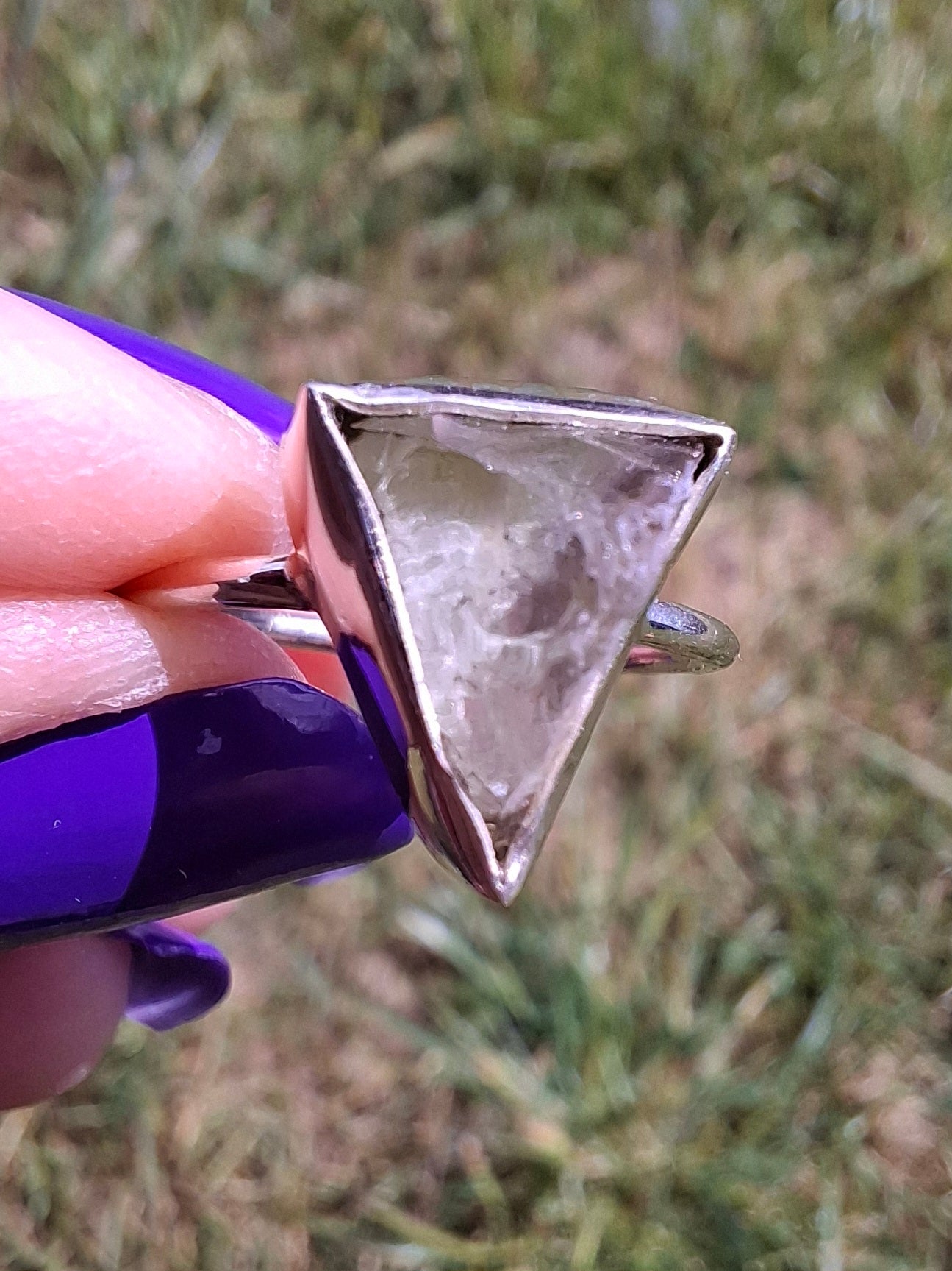 Libyan Desert Glass Ring, size large J/small K, 925 Silver, Tektite (Ref: LR11)