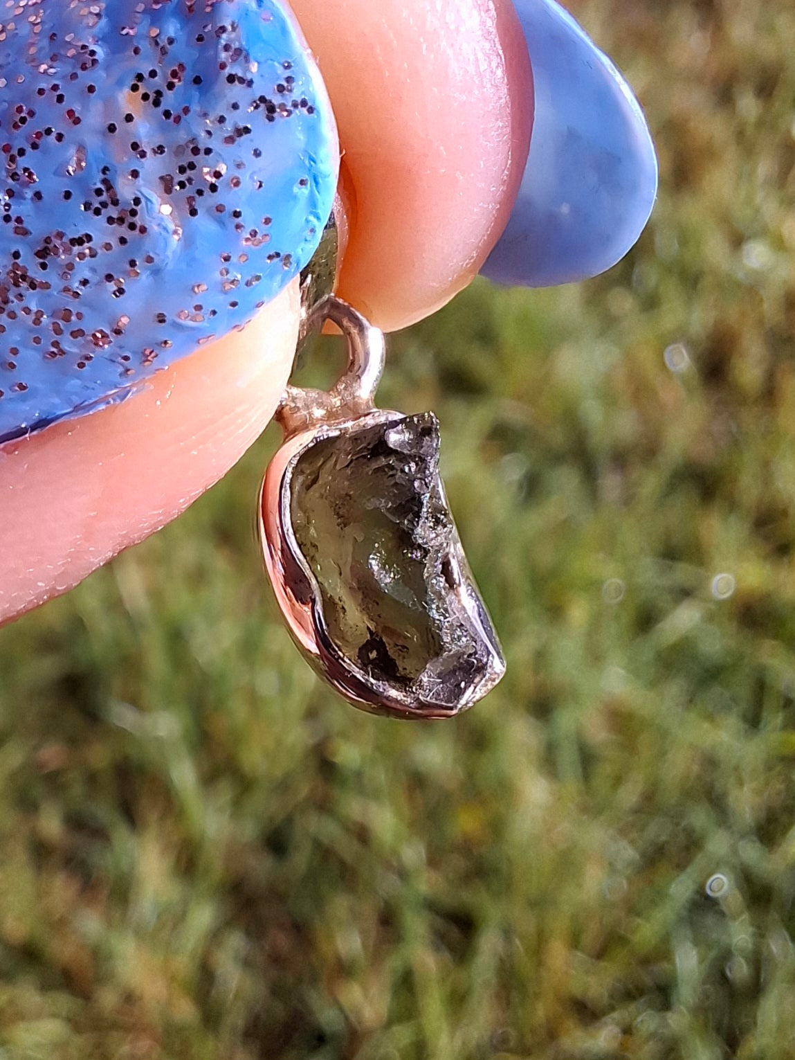 Moldavite Pendant, 925 Silver, Tektite (Ref: P39)
