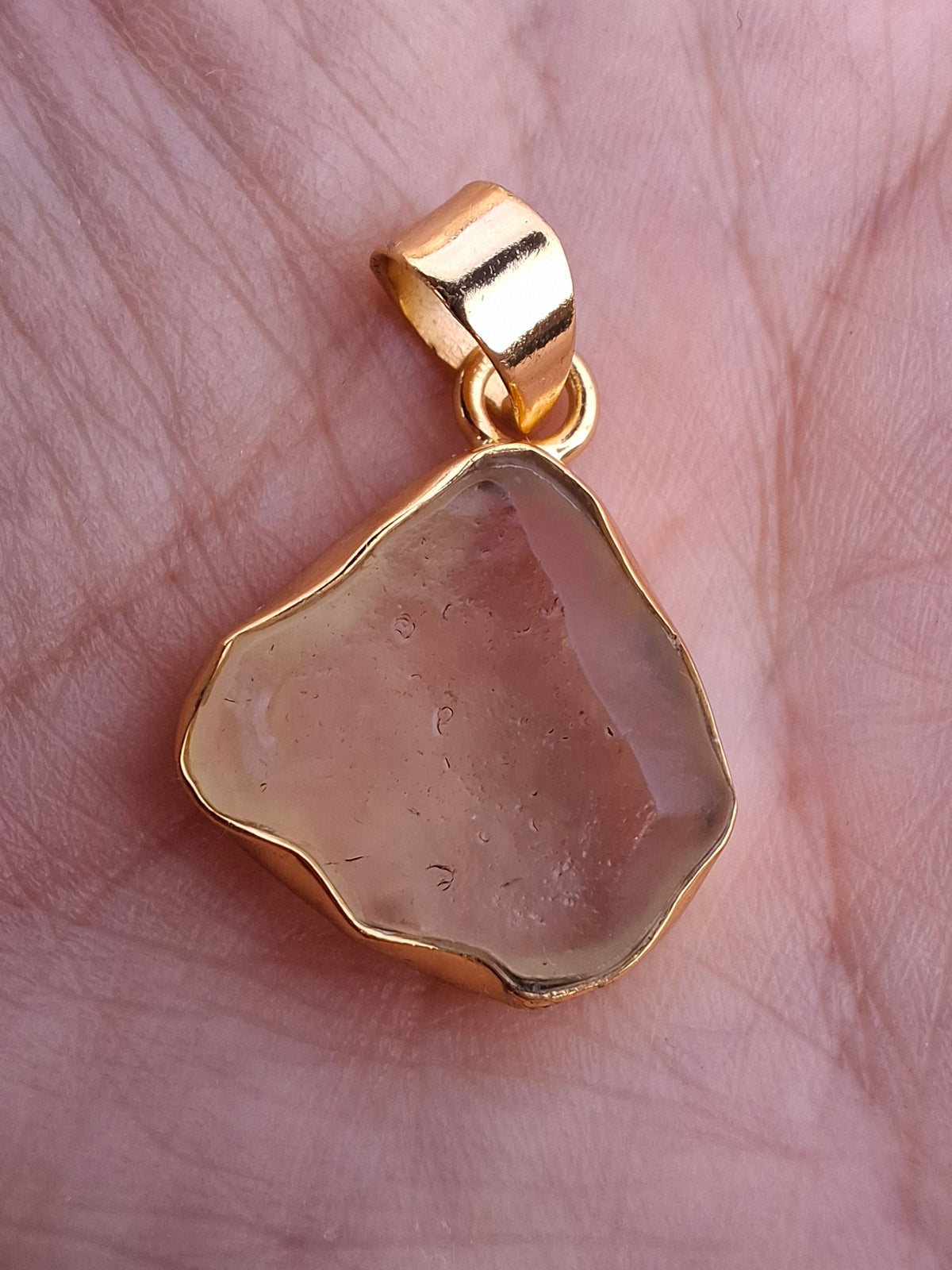 Libyan Desert Glass Pendant, 14K GOLD Plated, Tektite (Ref: LP125)