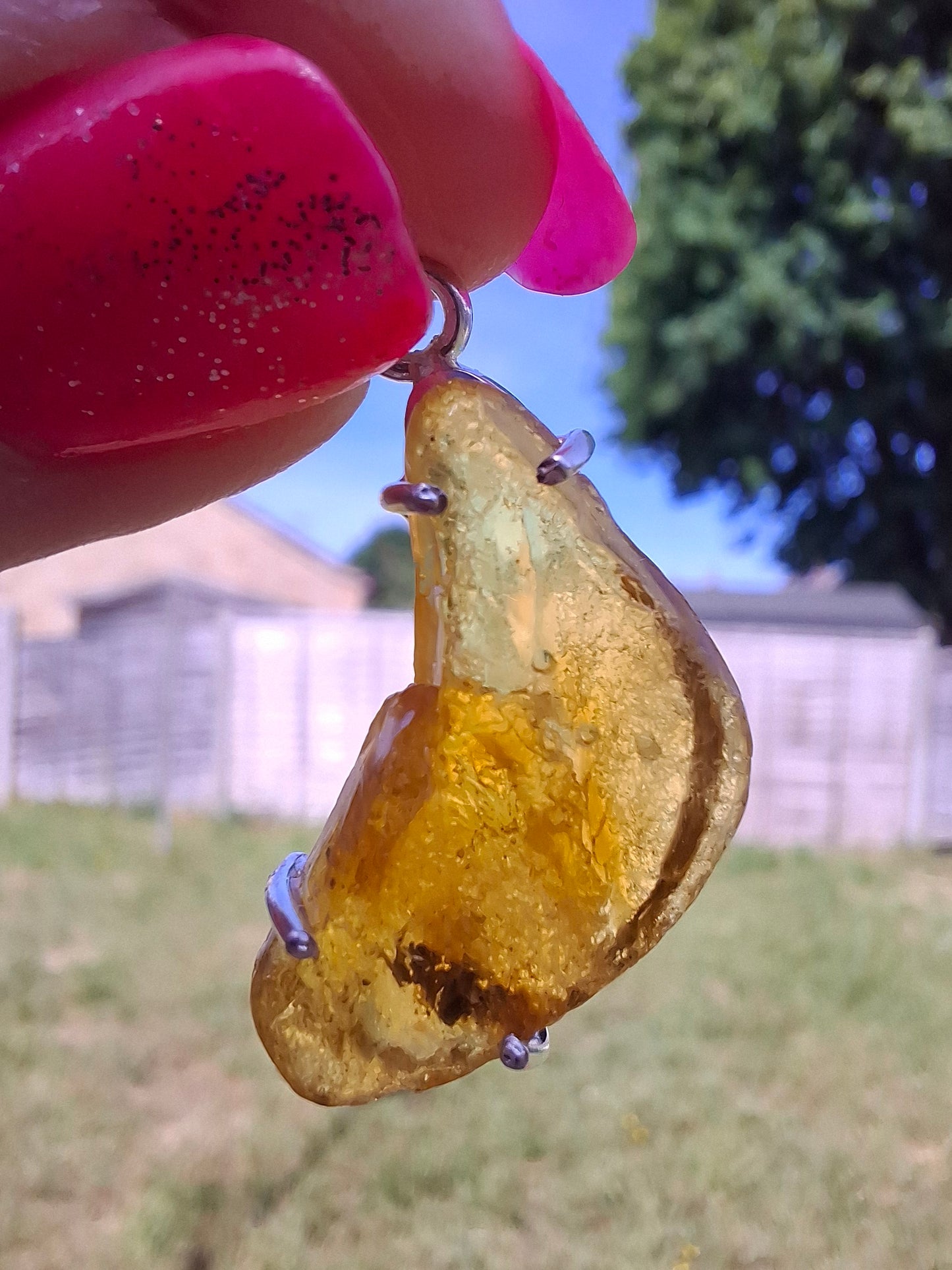 Baltic Amber Pendant, 925 Silver, Fossil (Ref: Ap1)