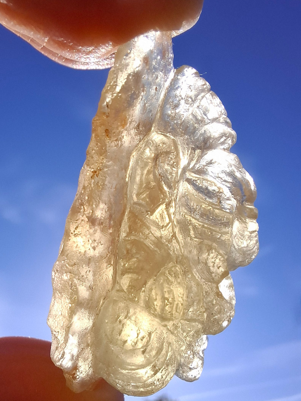 Libyan Desert Glass GANESHA carving, 18.39g, Tektite (Ref: Ganesha3)
