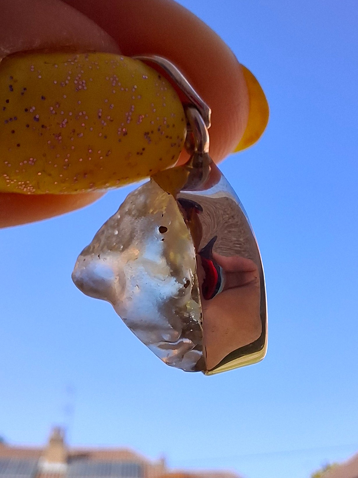 Libyan Desert Glass Pendant, 925 Silver, Tektite (LP103)