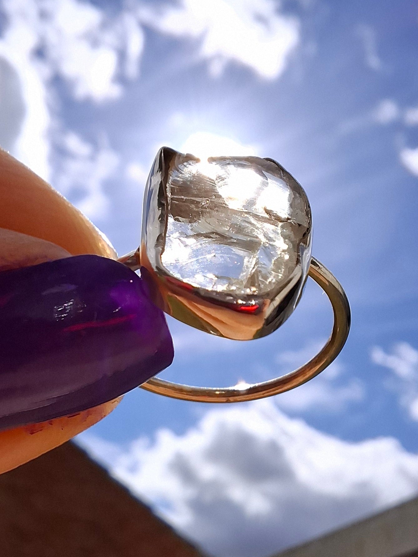 Libyan Desert Glass Ring, size large P, 925 Silver, Tektite (Ref: LR29)