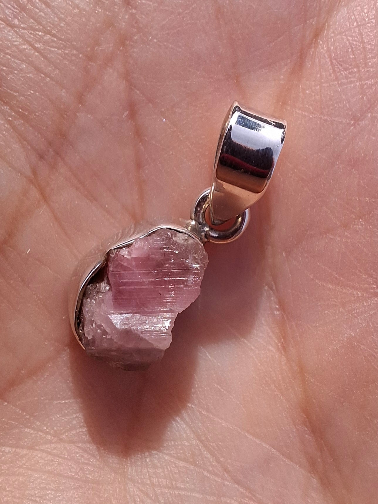 Pink Tourmaline Pendant, 925 Silver, Crystal (Ref: PT71)