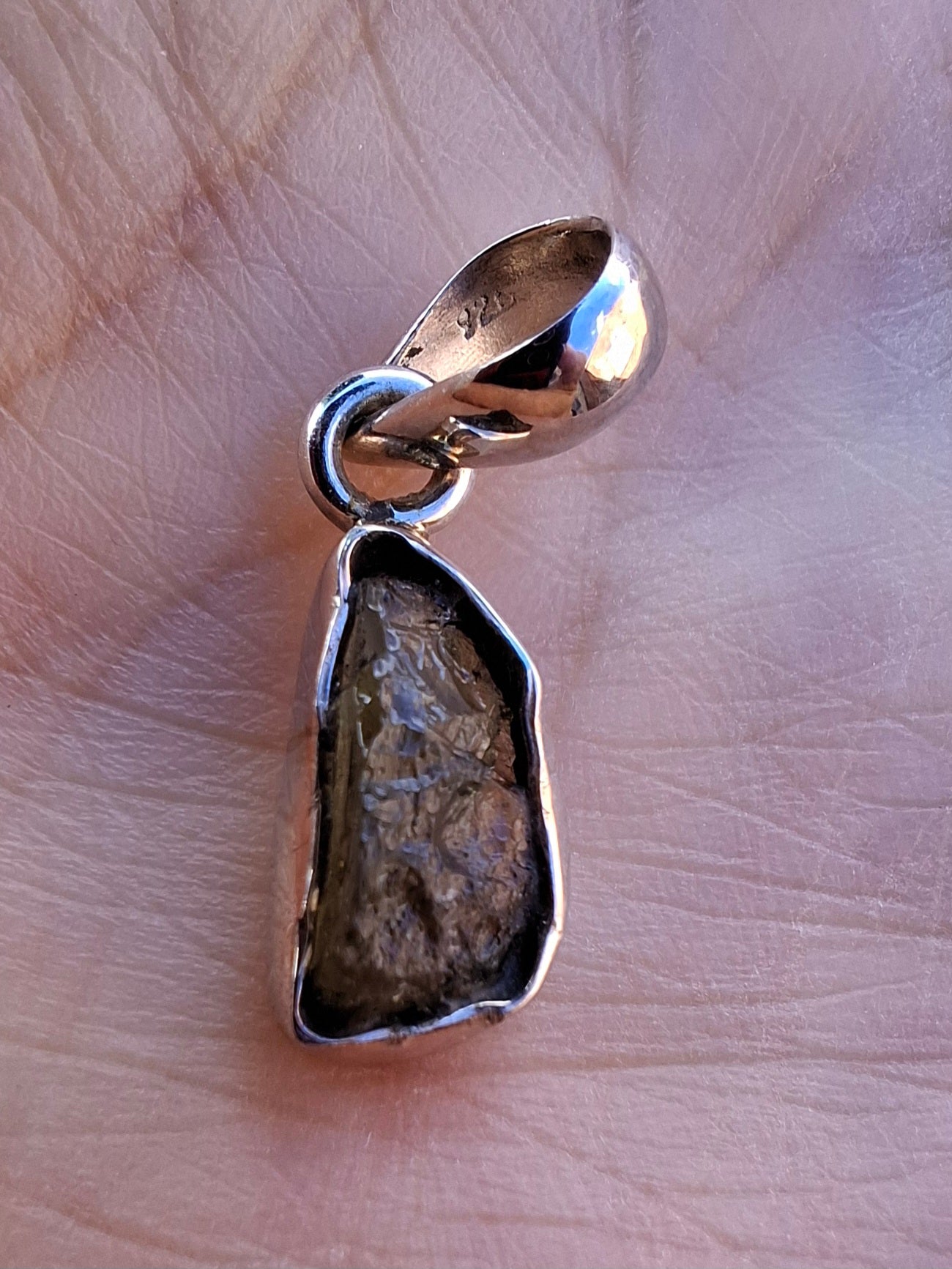 Moldavite Piece, 925 Silver, Tektite (Ref: P90)