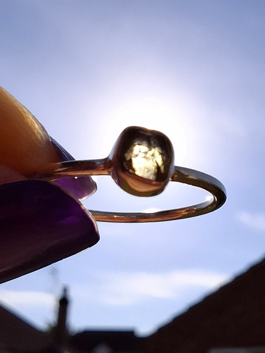 Moldavite Ring, size large L/small M, 925 Silver, Tektite (Ref: R37)