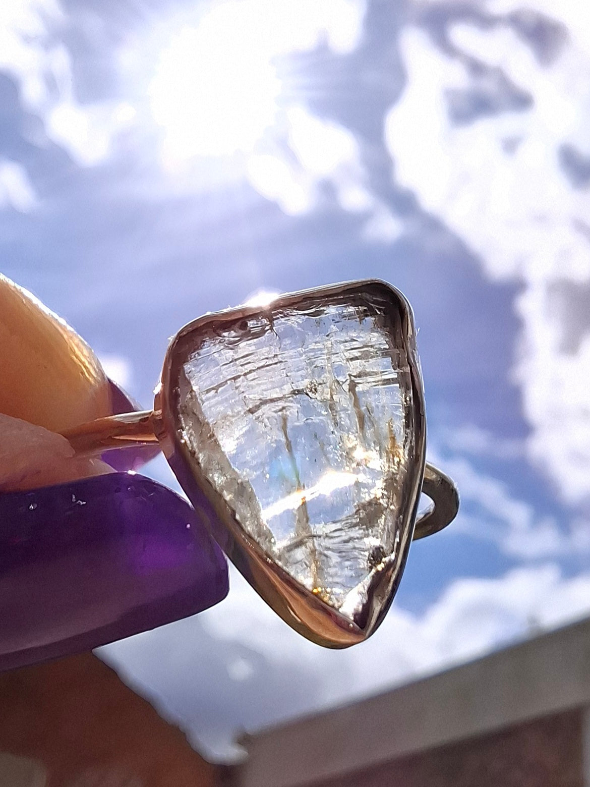 Libyan Desert Glass Ring, size large Q, 925 Silver, Tektite (Ref: LR35)