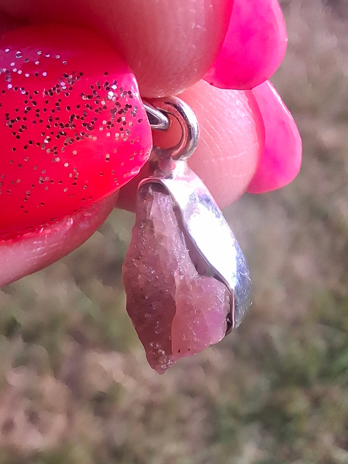 Pink Tourmaline Pendant, 925 Silver, Crystal (Ref: PT95)