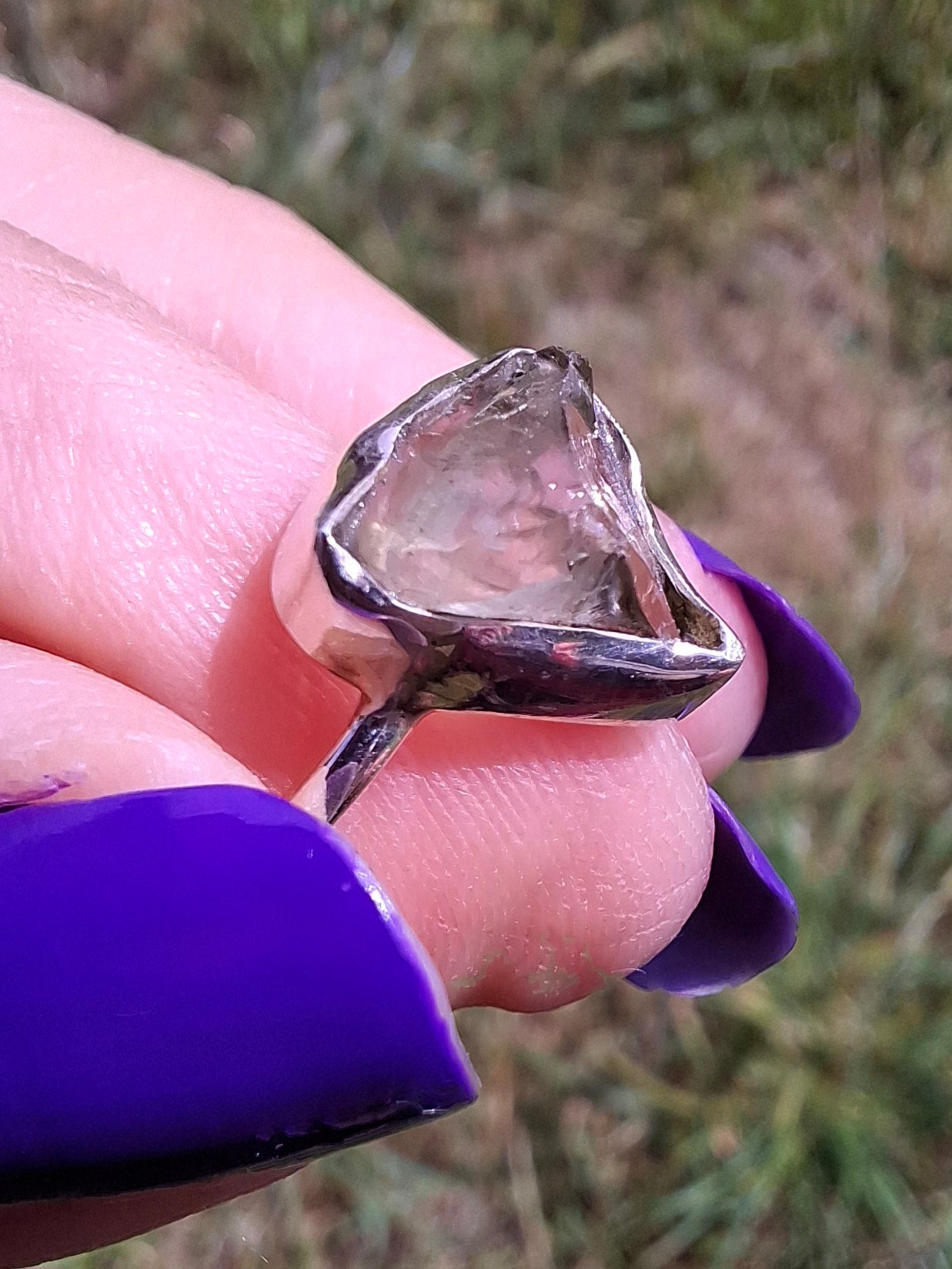 Libyan Desert Glass Ring, size large G, 925 Silver, Tektite (Ref: LR2)