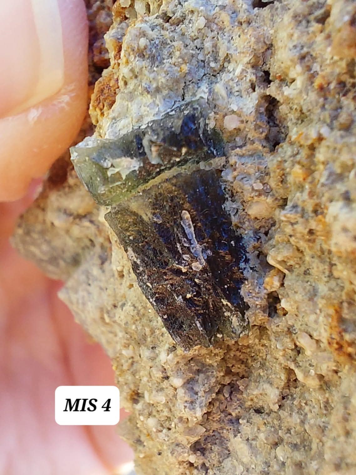 Moldavite In-Situ (in matrix), Besednice, Est- 2g, Tektite (Ref: MIS4)
