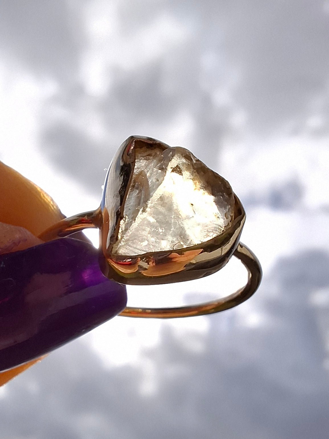 Libyan Desert Glass Ring, size small R, 925 Silver, Tektite (Ref: LR39)
