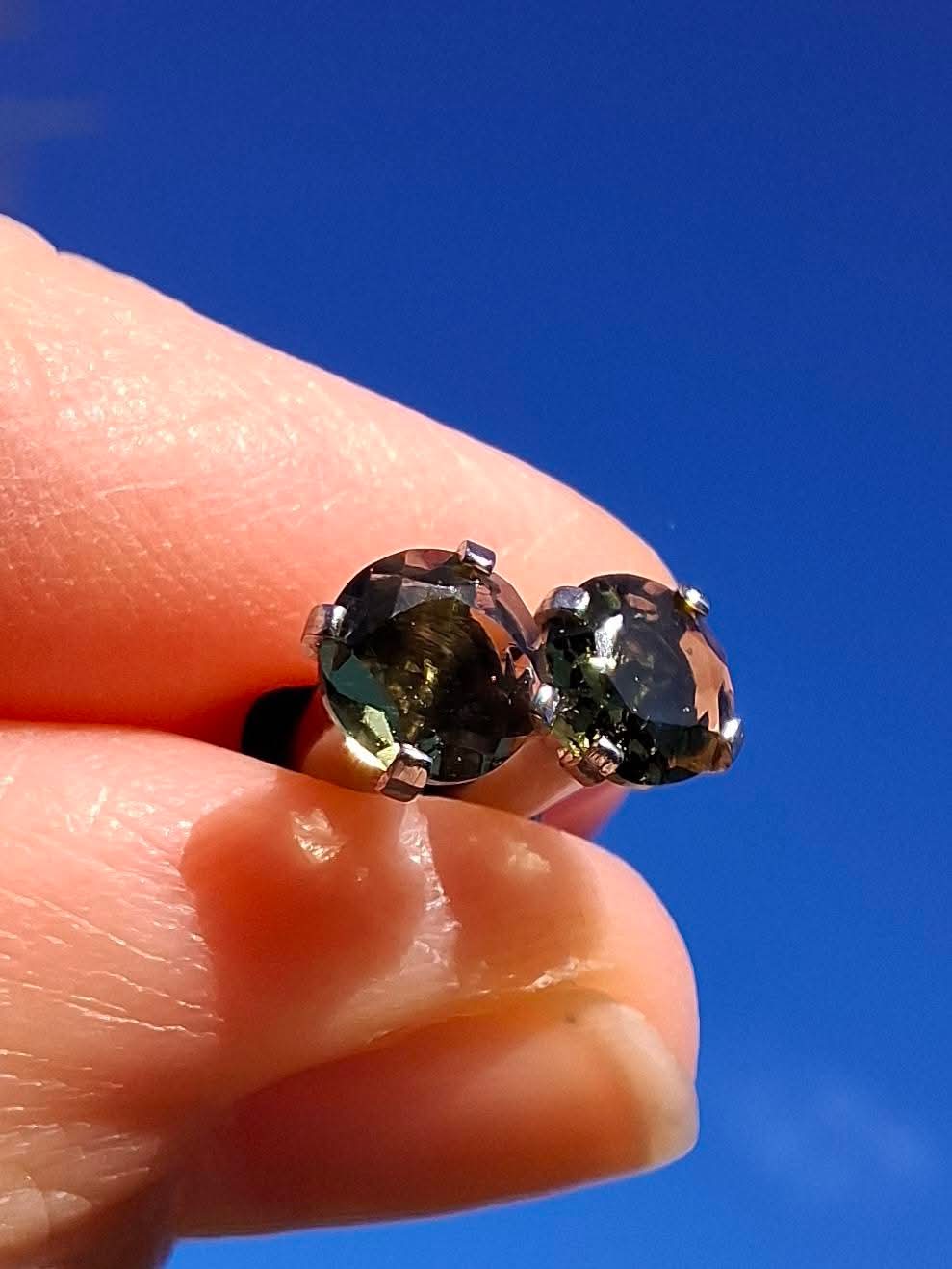 Moldavite (faceted) PLUGS, 5mm, 4G, Surgical Steel, Tektite (Ref: Plug1)