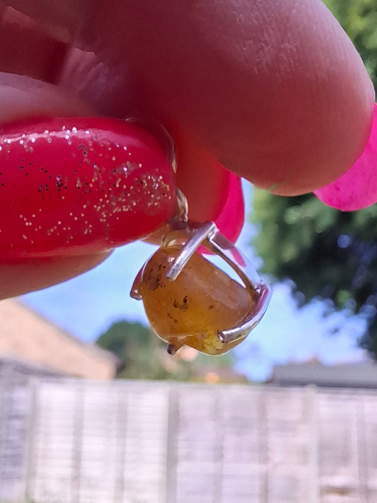 Baltic Amber Pendant, 925 Silver, Fossil (Ref: AP17)