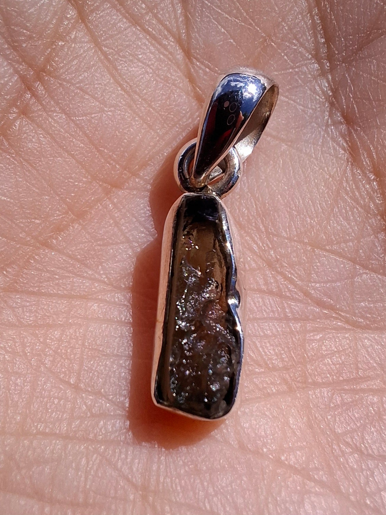 Moldavite Pendant, 925 Silver, Tektite (Ref: P77)