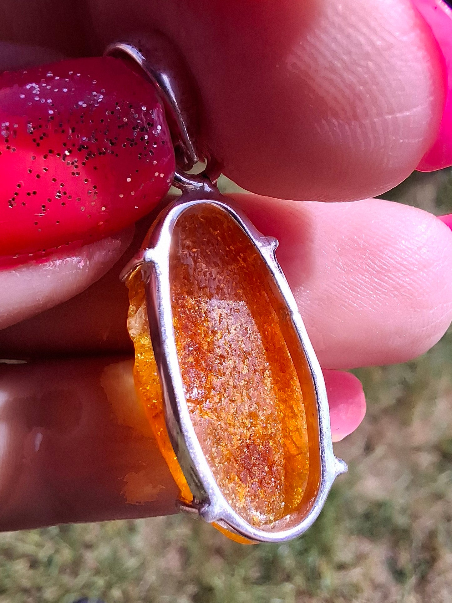 Baltic Amber Pendant, 925 Silver, Fossil (Ref: AP12)