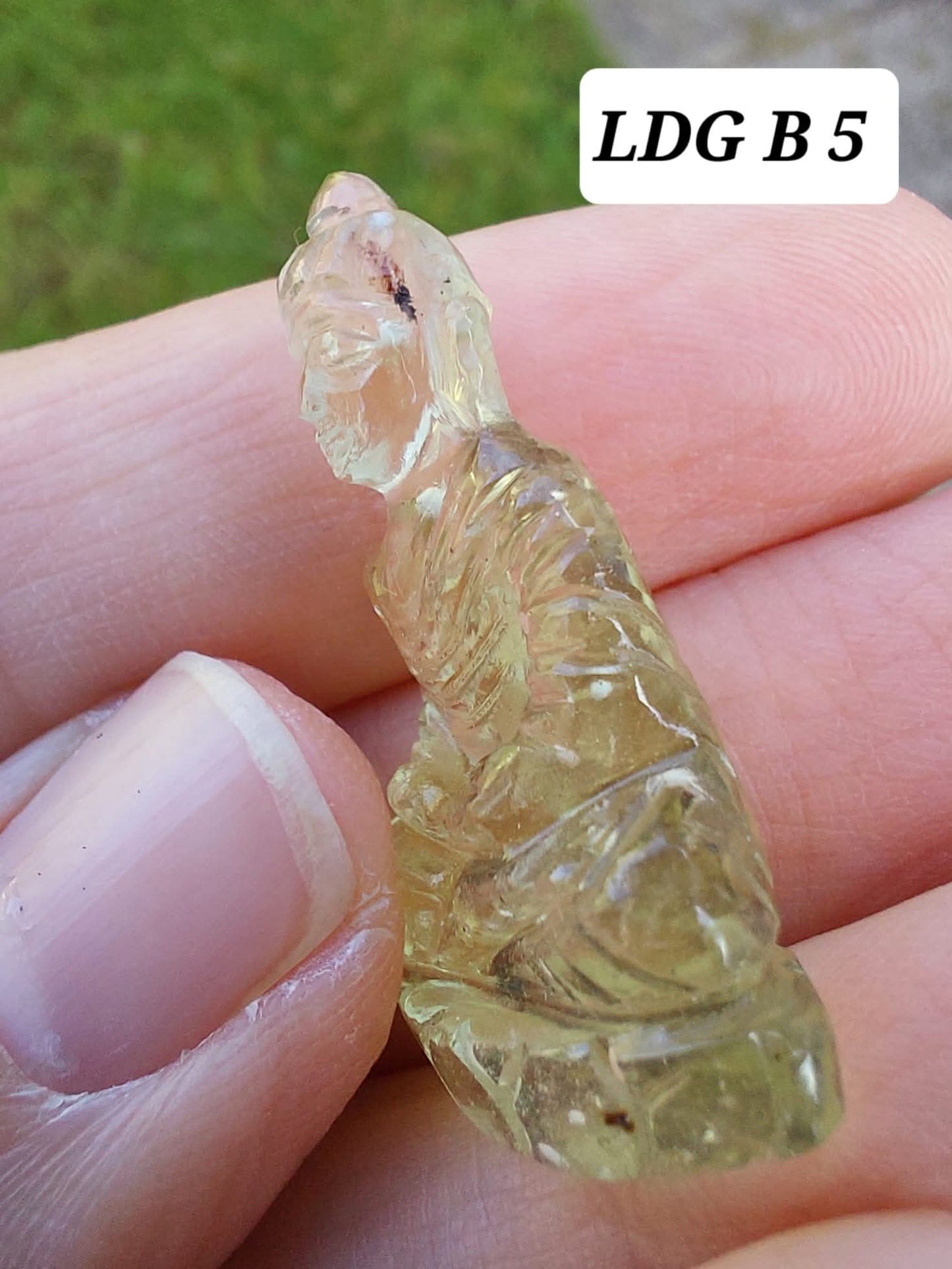 Libyan Desert Glass BUDDHA Carving, 4.61g, Tektite (Ref: LDG B5)