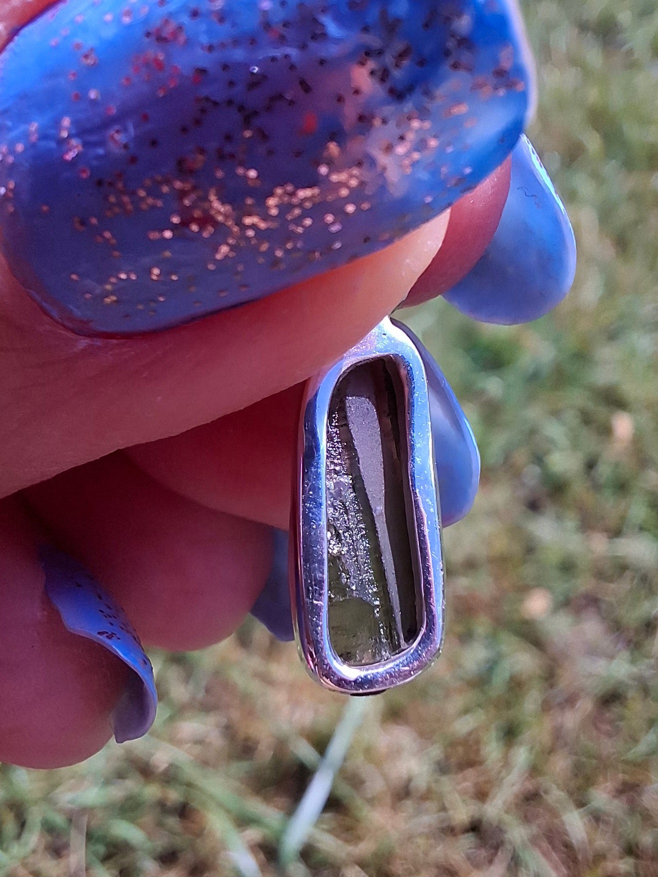 Moldavite Pendant, 925 Silver, Tektite (Ref: P77)