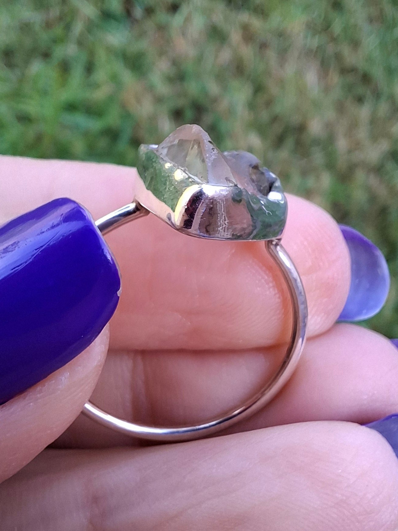 Libyan Desert Glass Ring, size U, 925 Silver, Tektite (Ref: LR52)