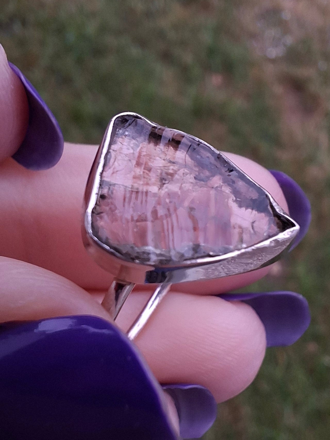 Libyan Desert Glass Ring, size large Q, 925 Silver, Tektite (Ref: LR35)