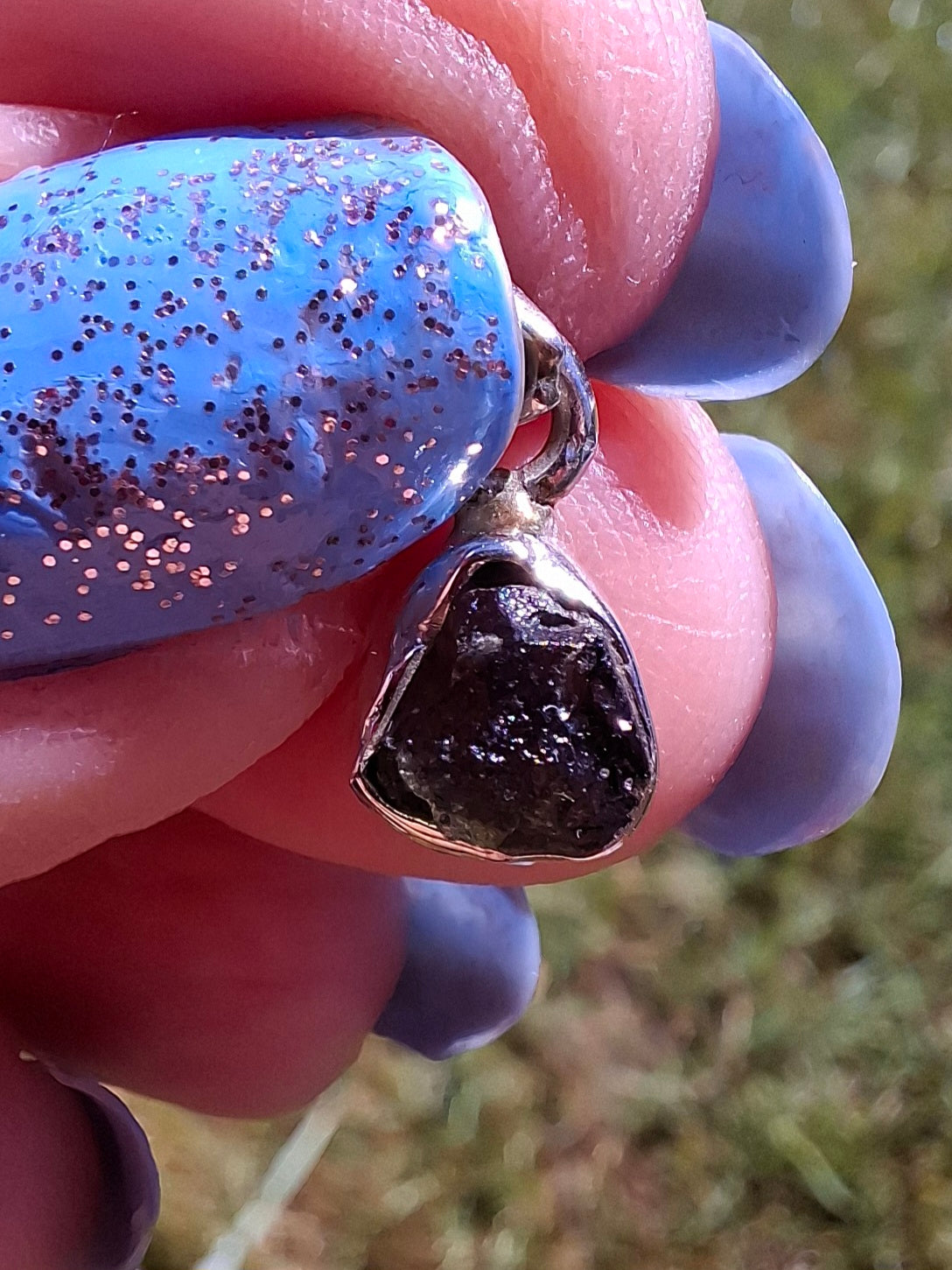 Moldavite Pendant, 925 Silver, Tektite (Ref: P96)