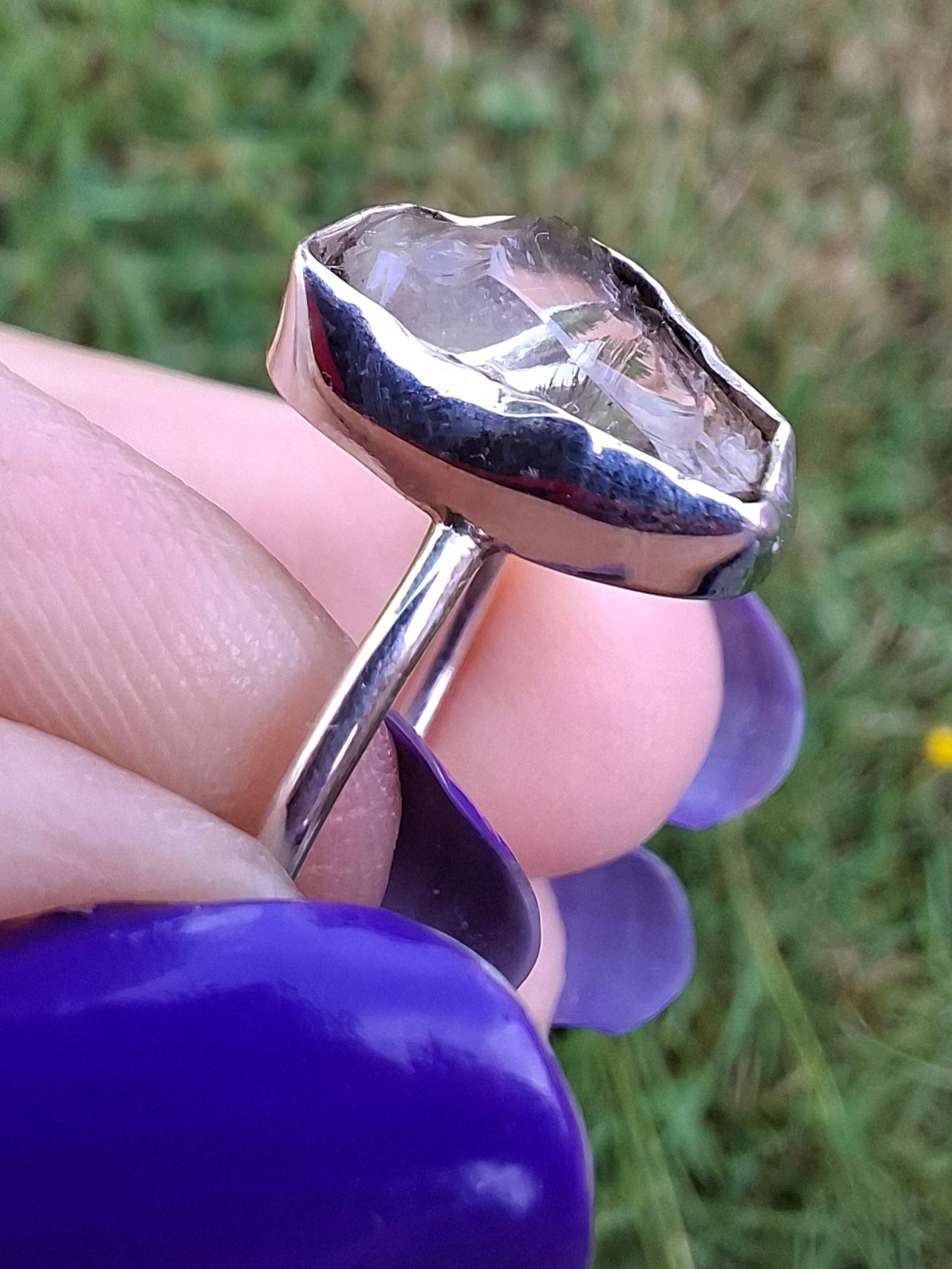 Libyan Desert Glass Ring, size large W, 925 Silver, Tektite (Ref: LR63)