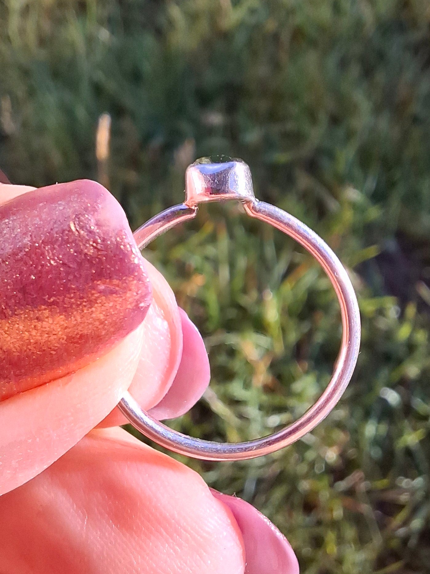 Moldavite Ring, size large L/small M, 925 Silver, Tektite (Ref: R37)
