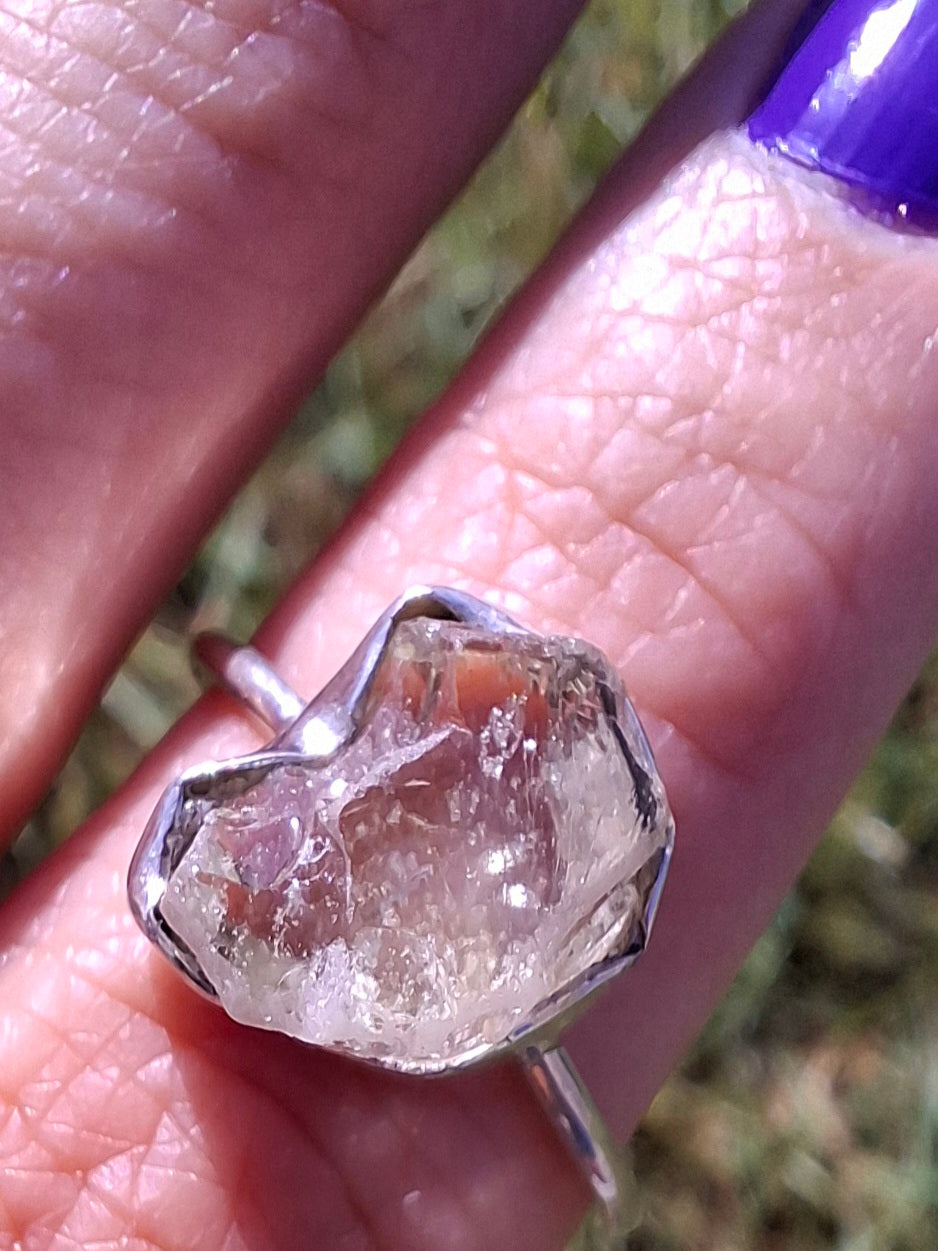 Libyan Desert Glass Ring, size large R/small S, 925 Silver, Tektite (Ref: LR43)