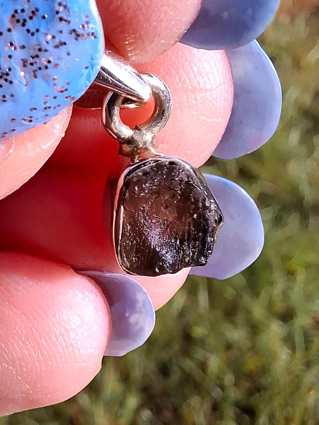Moldavite Pendant, 925 Silver, Tektite (Ref: P56)