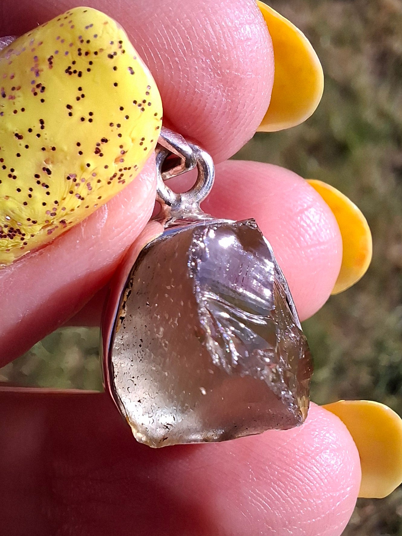 Libyan Desert Glass Pendant, 925 Silver, Tektite (Ref: LP76)