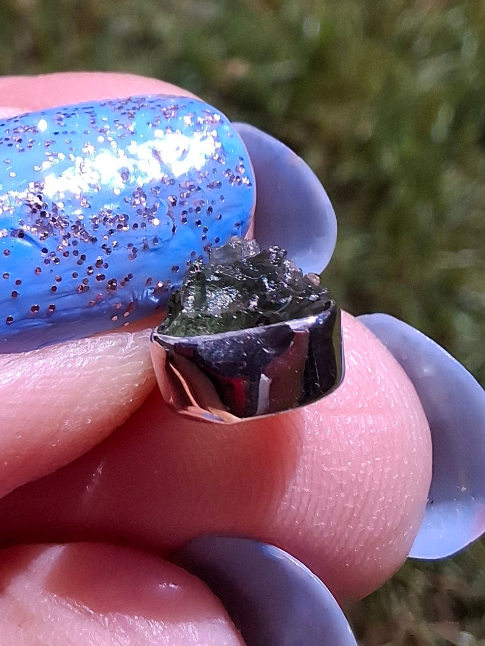 Moldavite Pendant, 925 Silver, Tektite (Ref: P66)