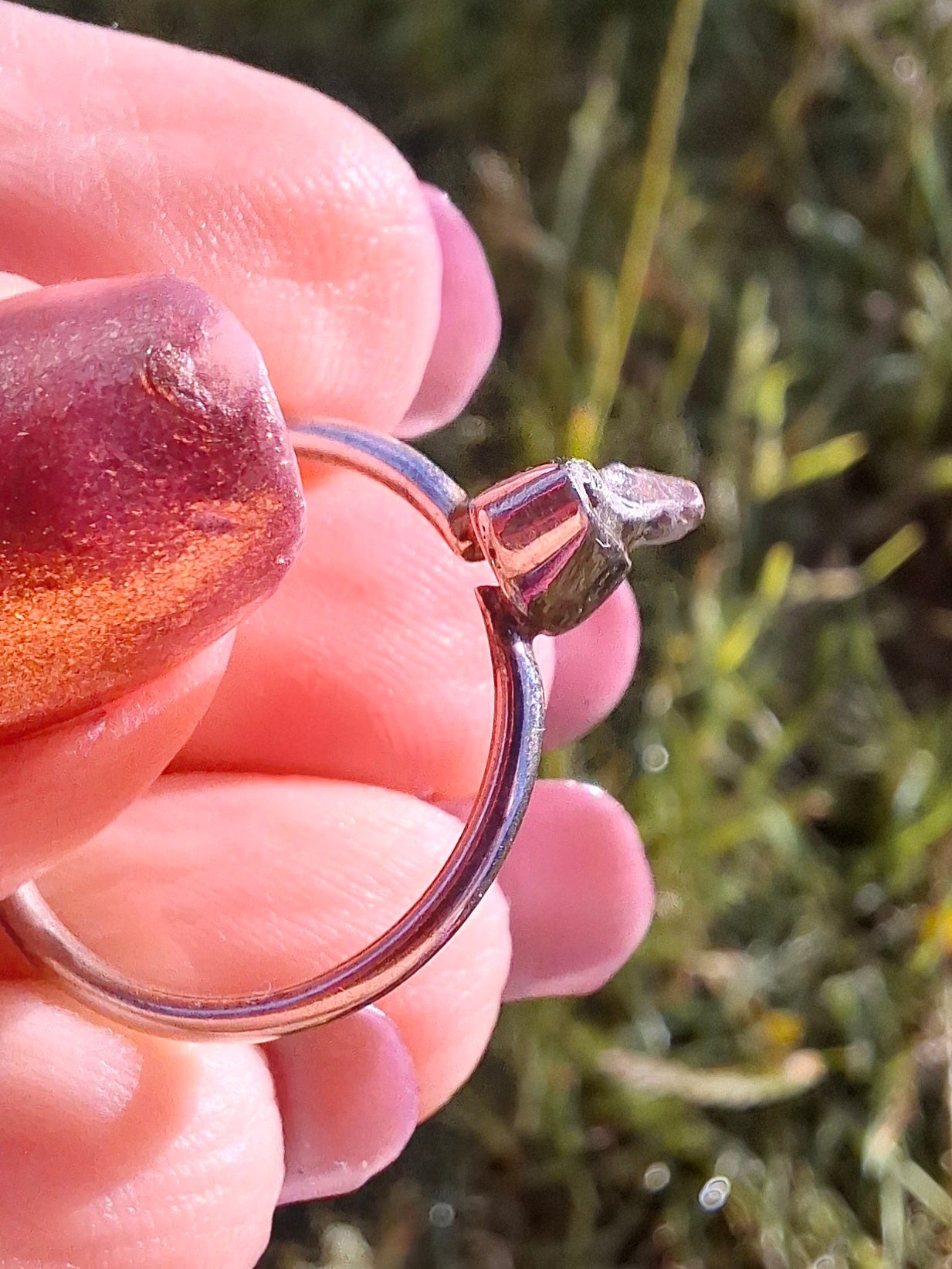 Moldavite Ring, size large M, 925 Silver, Tektite (Ref: R30)